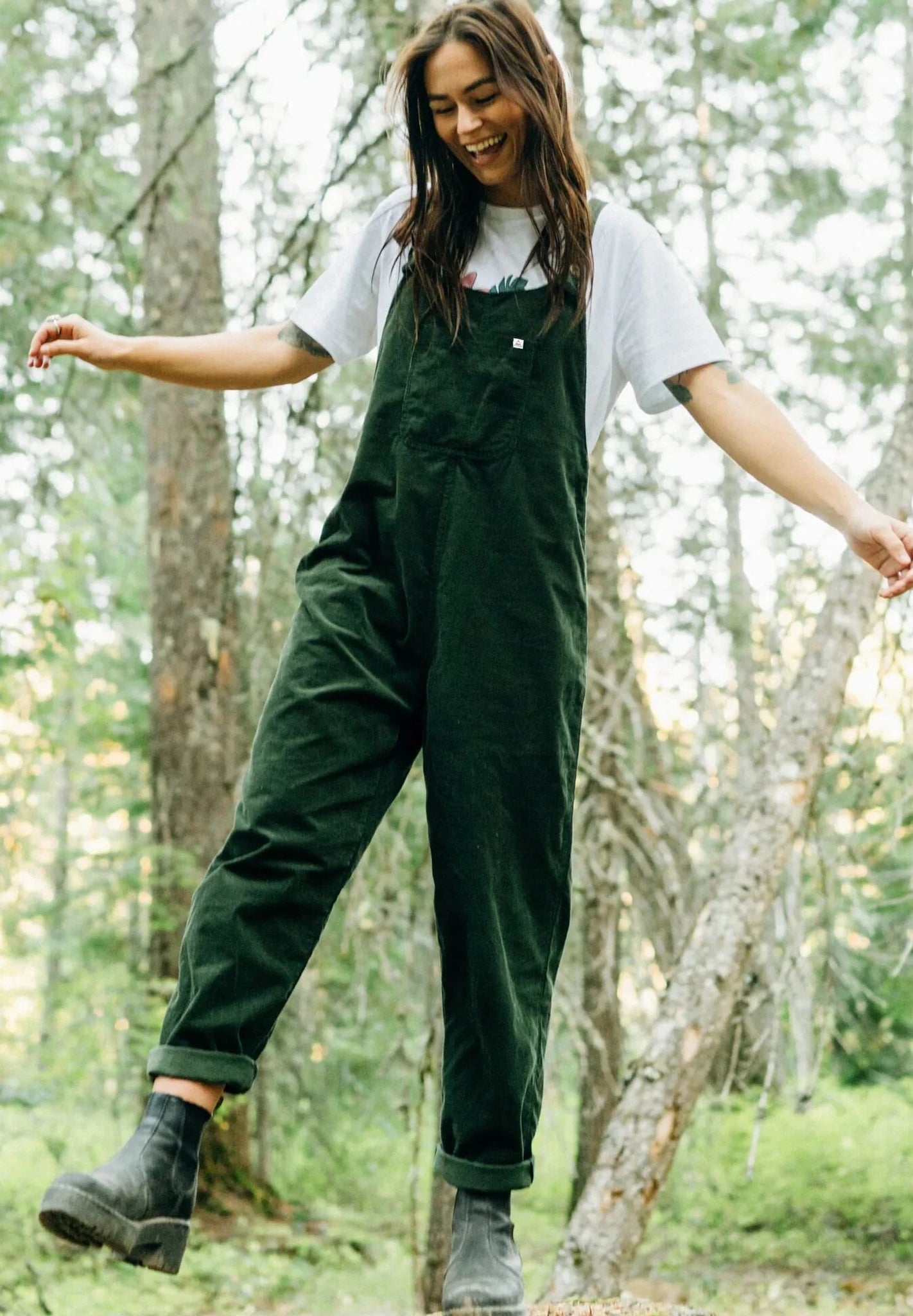 PASSENGER - Meadows 2.0 Organic Cotton Corduroy Dungarees - Fir Tree - BACKYARD