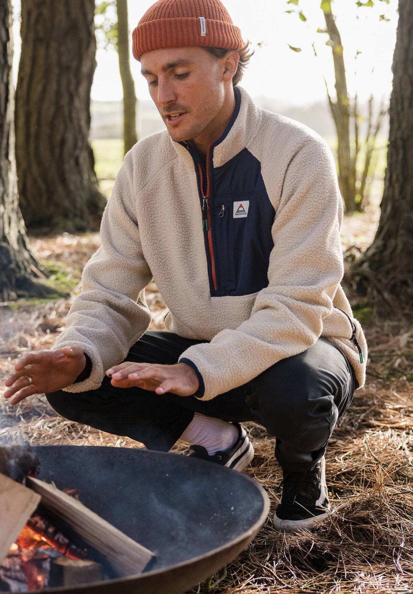 PASSENGER - Offgrid 2.0 1/2 Zip Recycled Sherpa - Fleece - Oatmeal Navy - BACKYARD