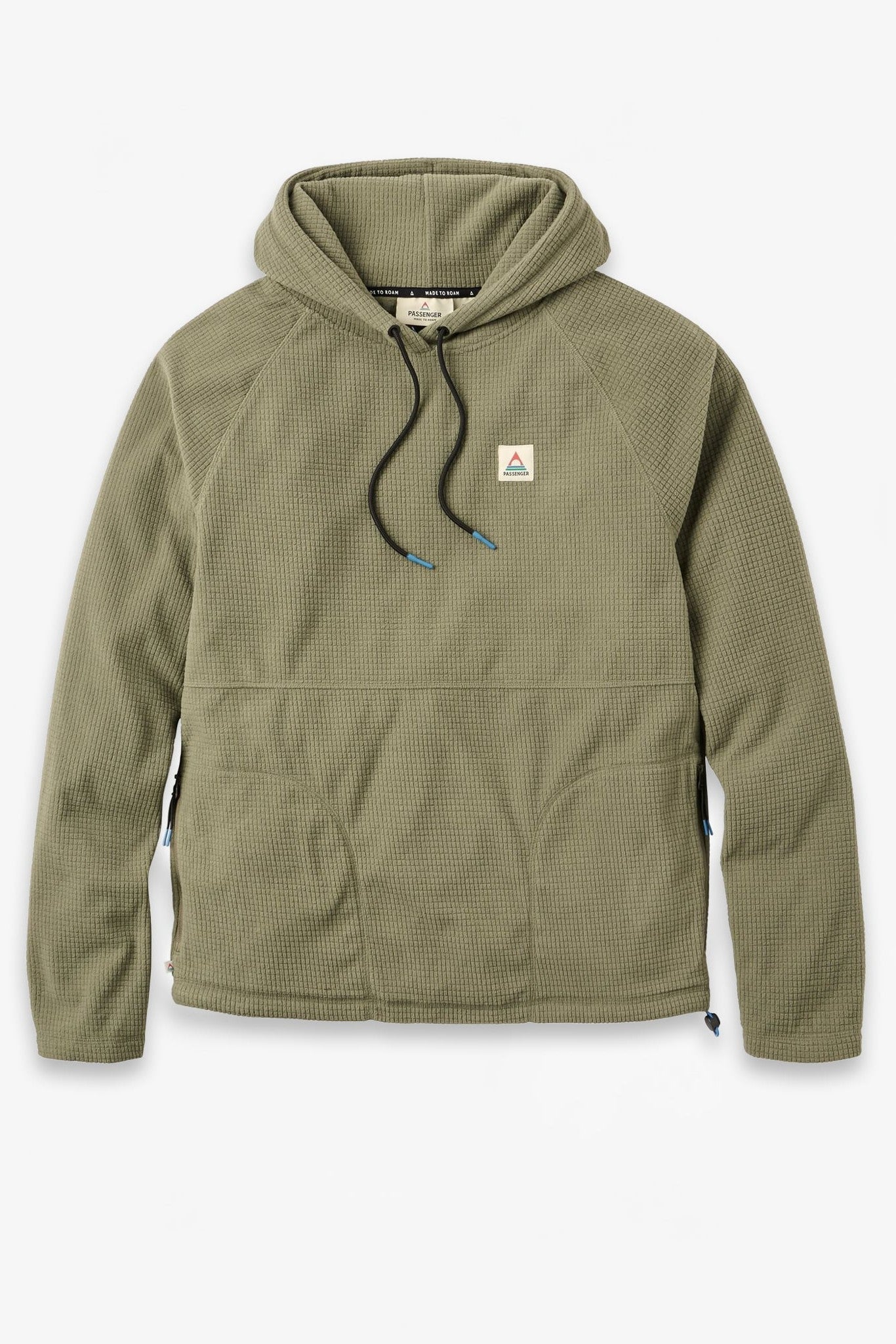 PASSENGER - Point Grid Recycled Fleece Hoodie - Dusty Olive - BACKYARD