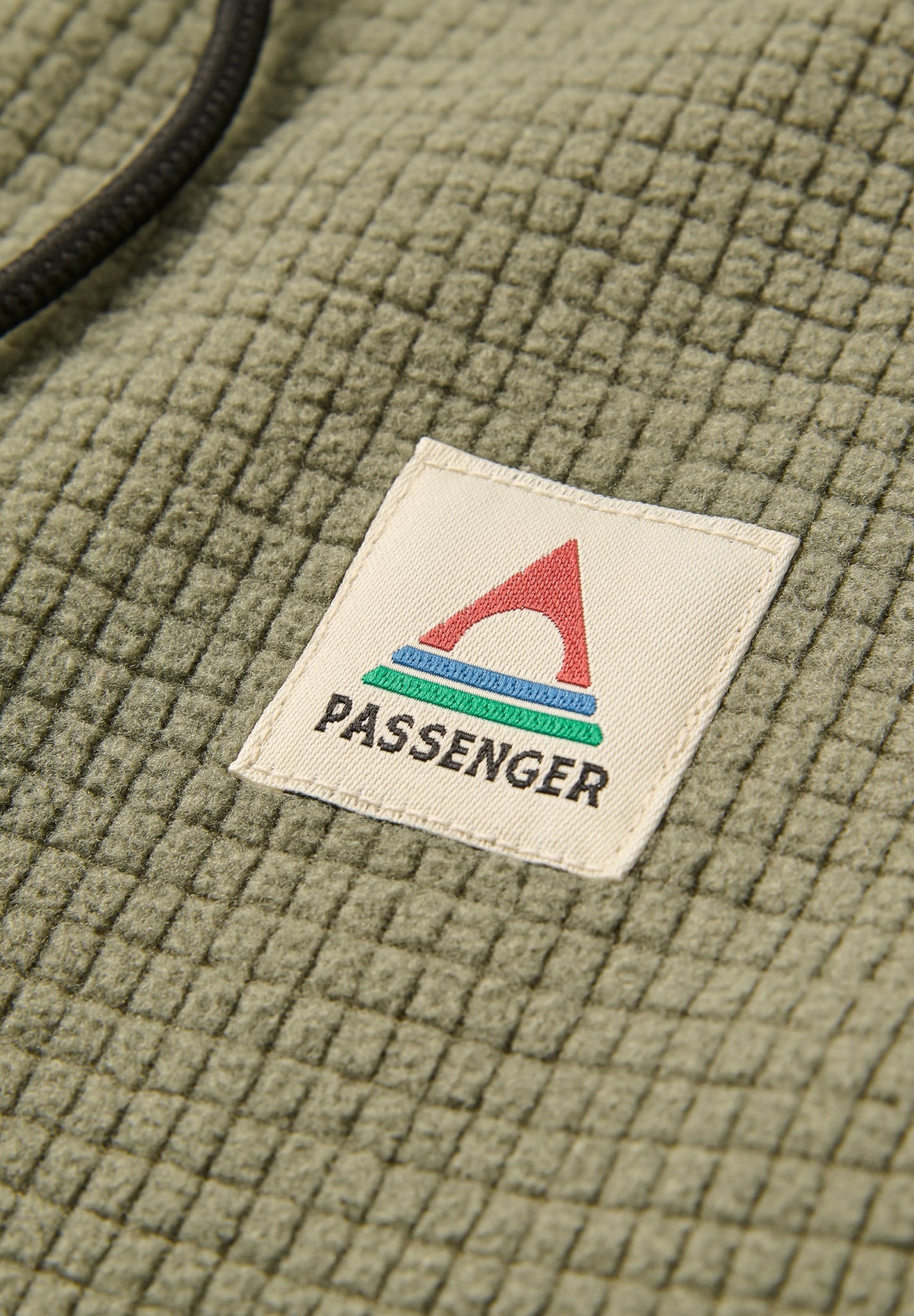 PASSENGER - Point Grid Recycled Fleece Hoodie - Dusty Olive - BACKYARD