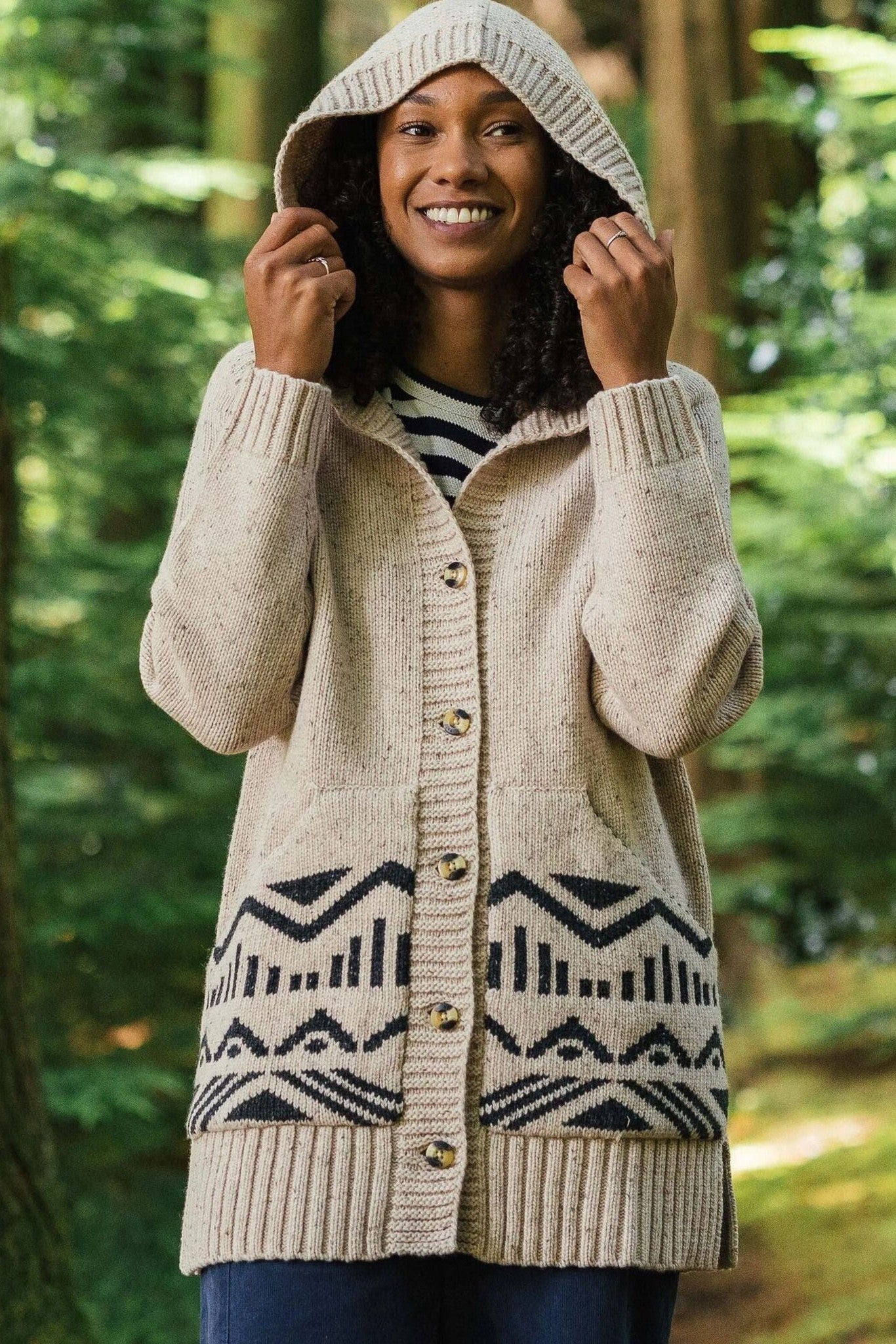 PASSENGER - Snoozle Recycled Knitted Hooded Cardigan - Oatmeal - BACKYARD