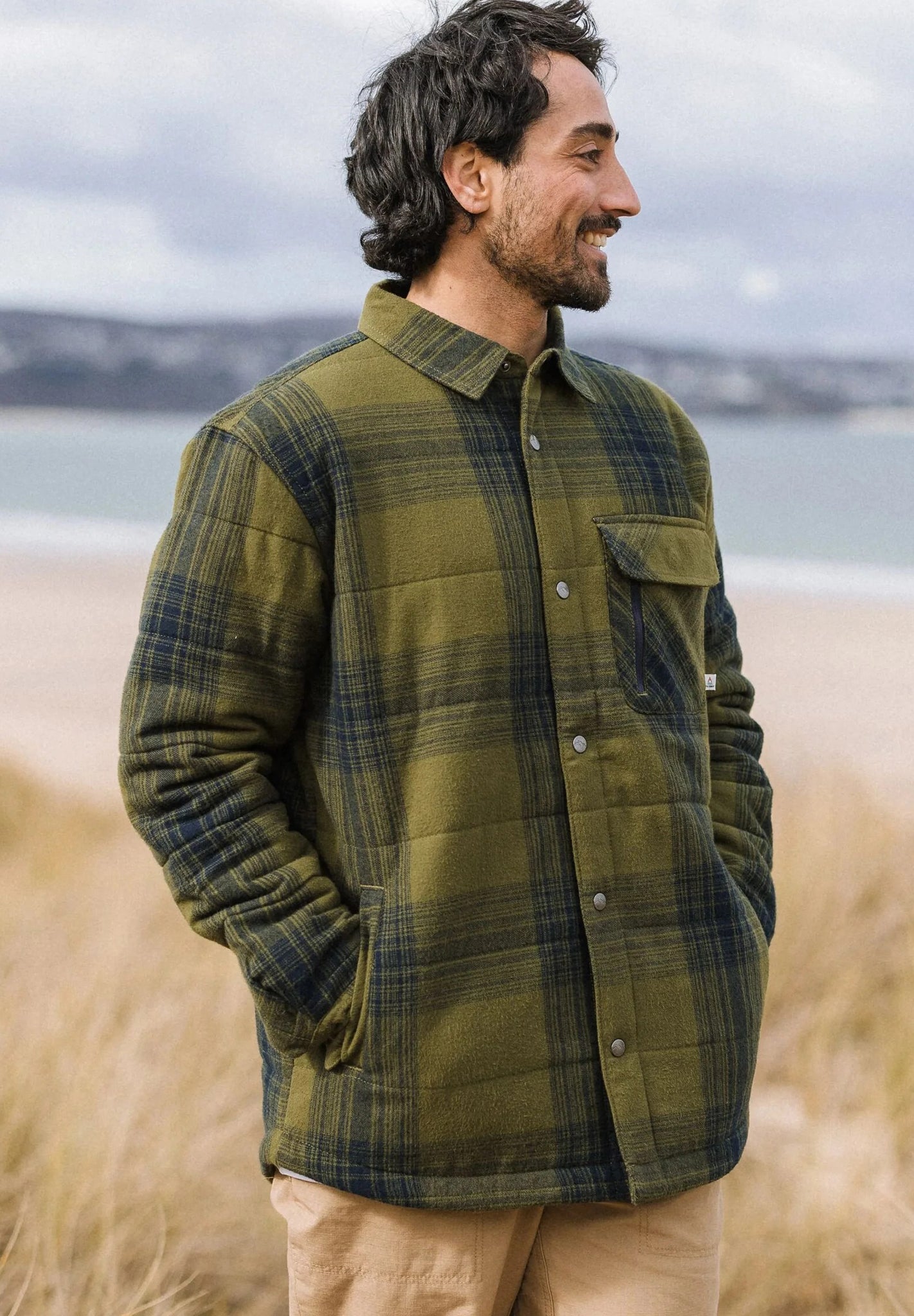 PASSENGER - Taranaki Quilted Overshirt - Navy Khaki Check - BACKYARD