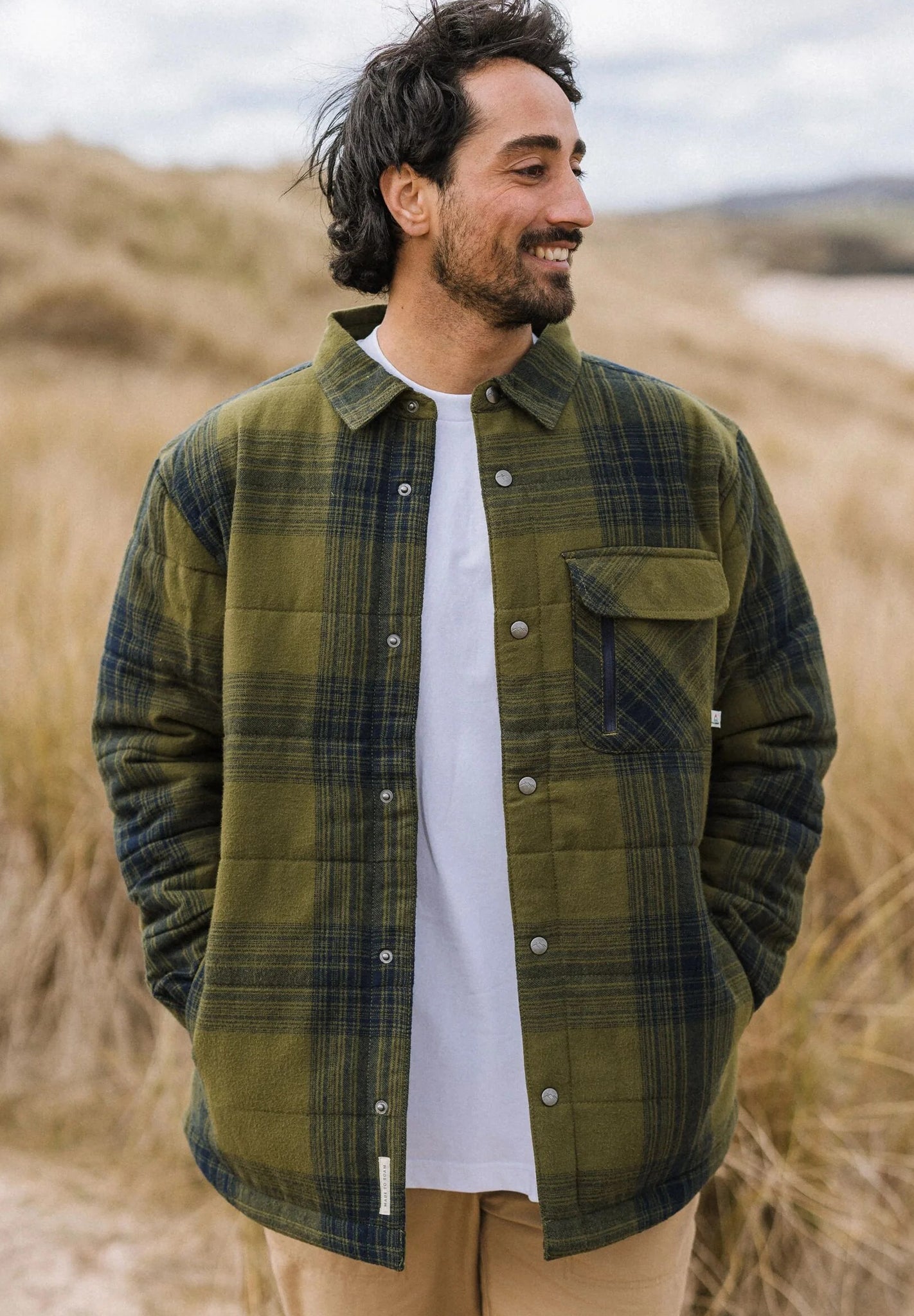 PASSENGER - Taranaki Quilted Overshirt - Navy Khaki Check - BACKYARD
