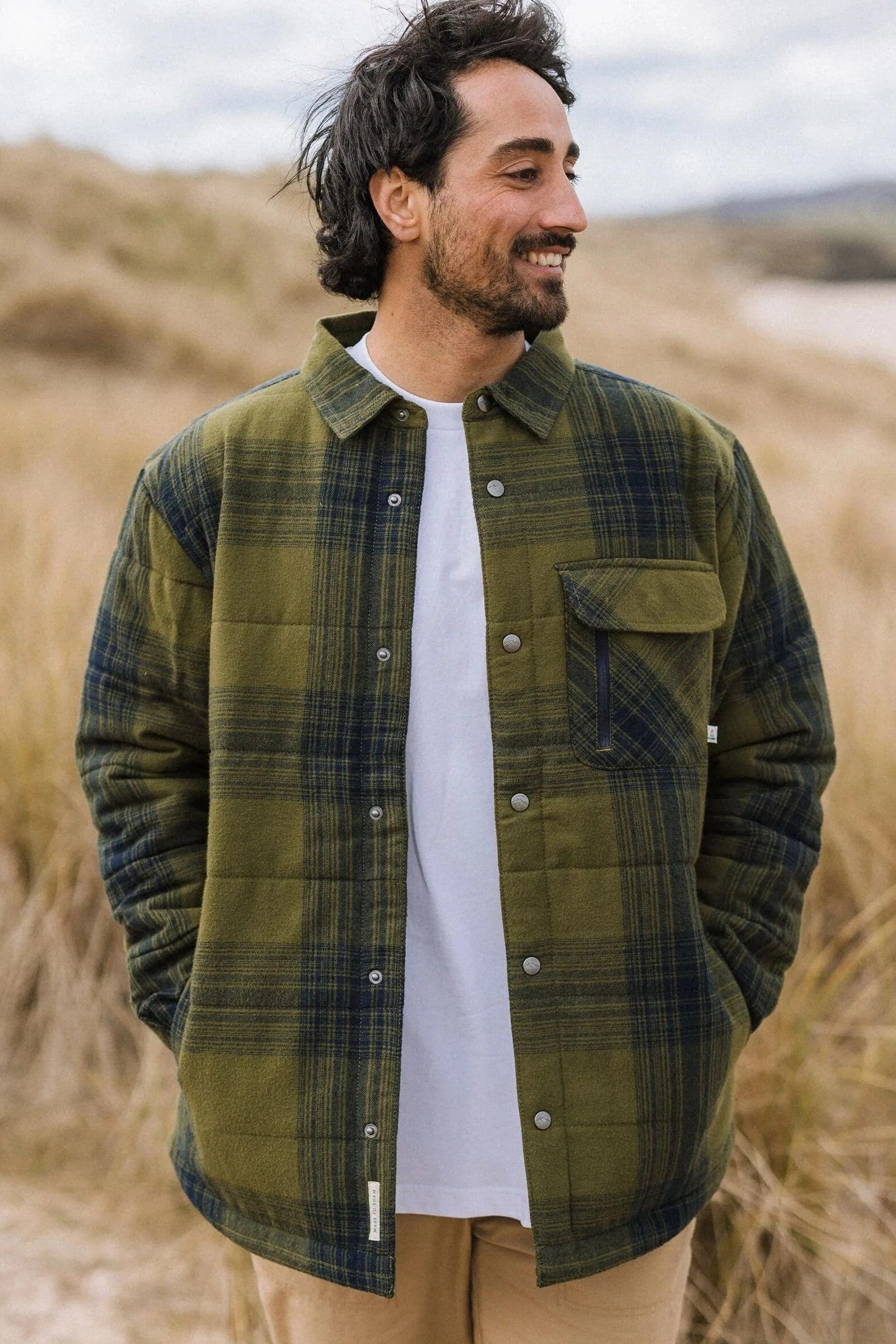 PASSENGER - Taranaki Quilted Overshirt - Navy Khaki Check - BACKYARD