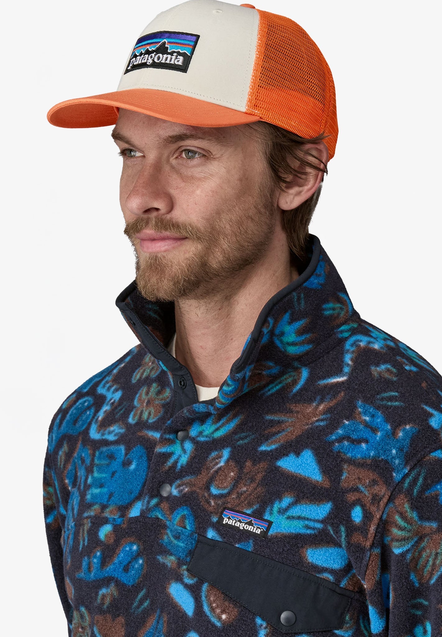 PATAGONIA - P - 6 Logo LoPro Trucker Hat - White Redtail Rust - BACKYARD