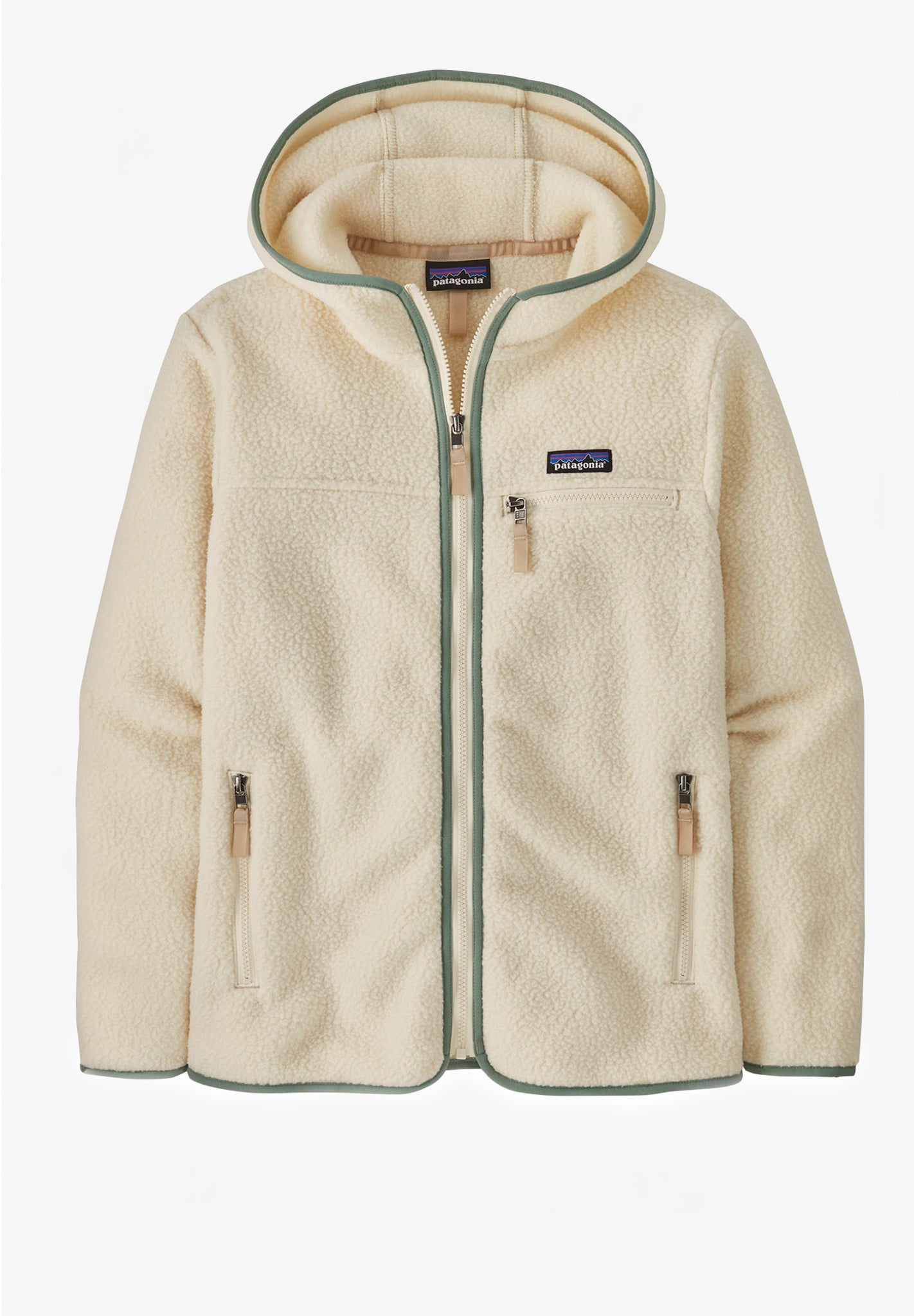PATAGONIA - Women's Retro Pile Hoody - Natural w/Ellwood Green - BACKYARD