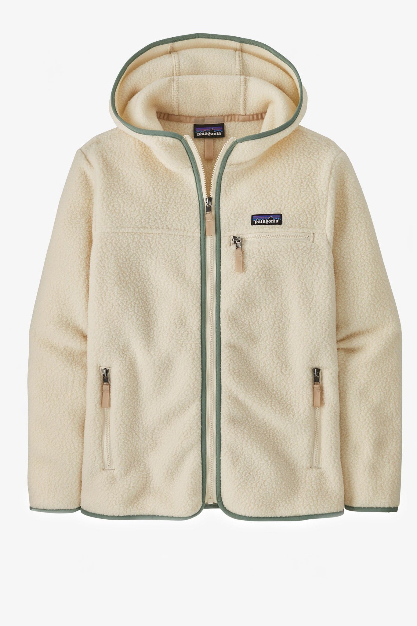 PATAGONIA - Women's Retro Pile Hoody - Natural w/Ellwood Green - BACKYARD