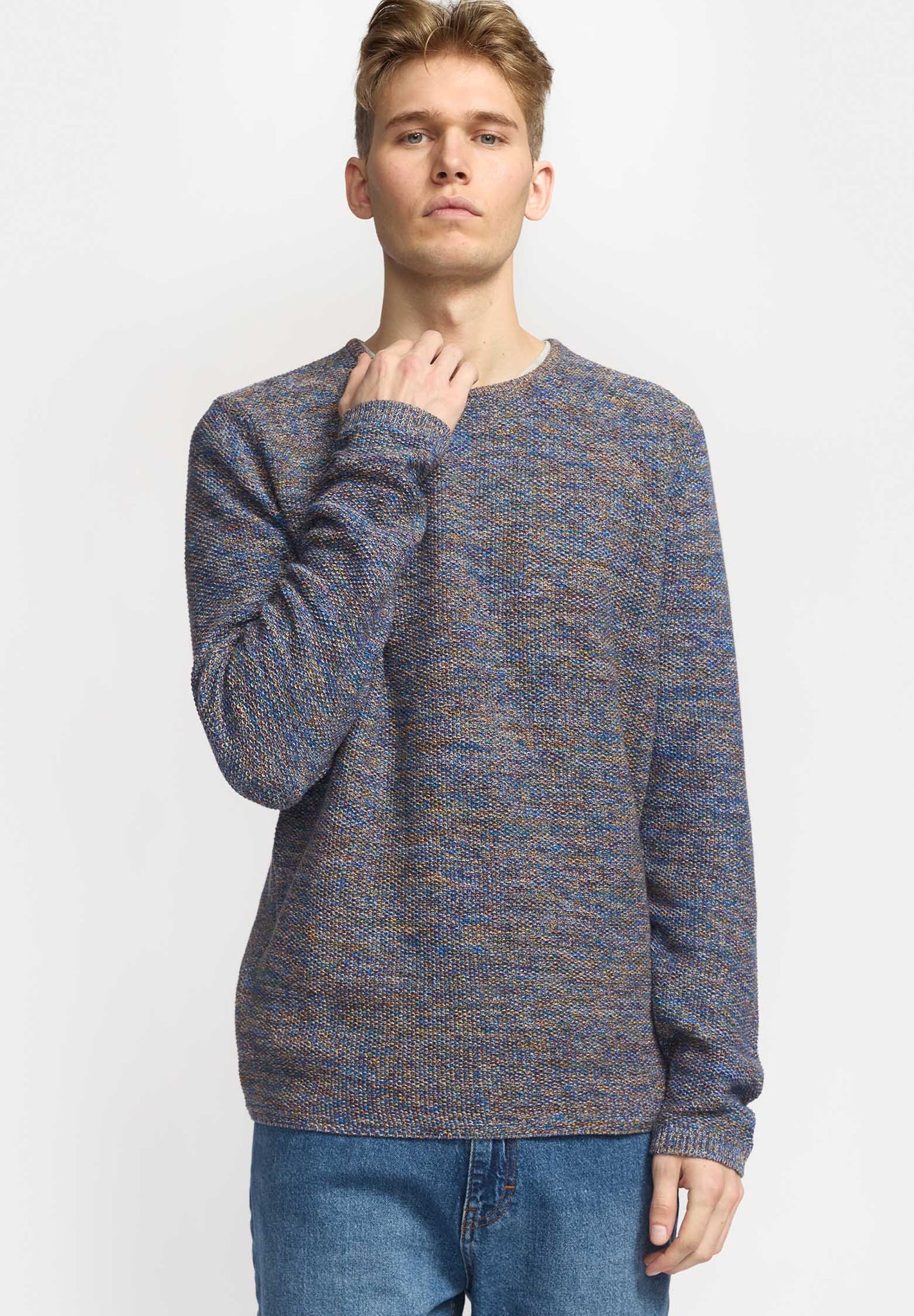 REVOLUTION - 6009 Knit Sweater - Blue Mix - BACKYARD