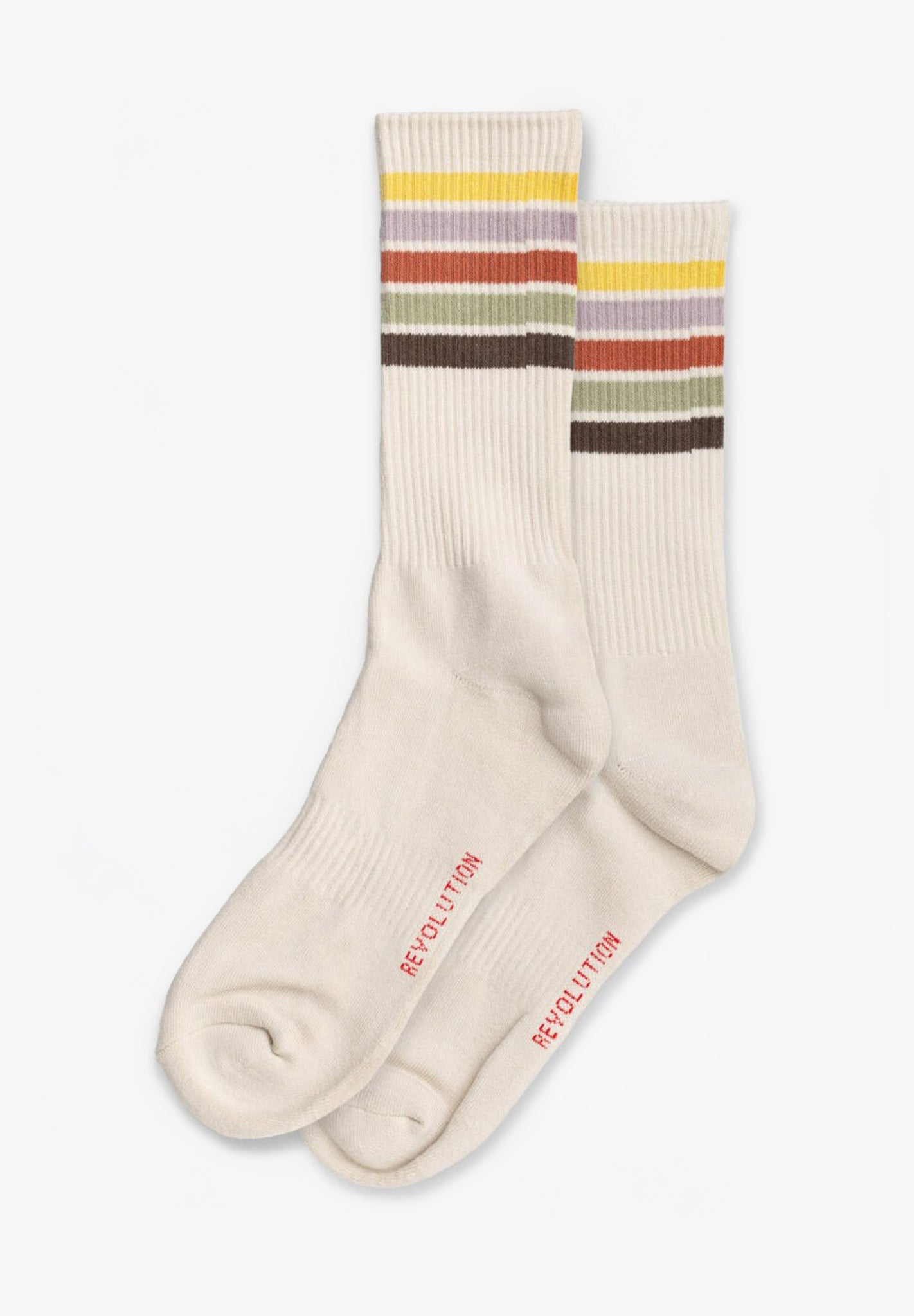REVOLUTION - 8904 Jacquard Crew Socks - Offwhite - BACKYARD