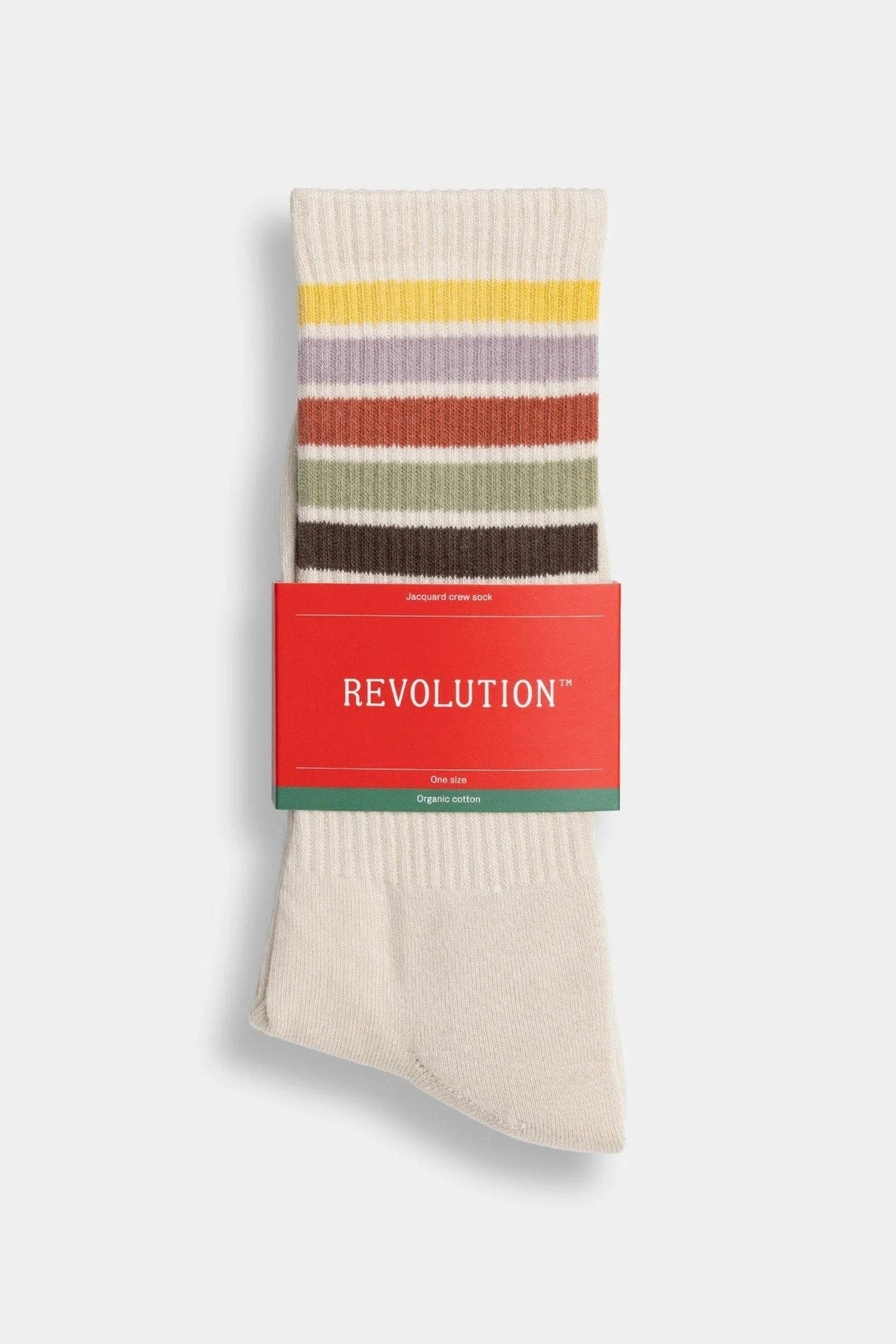REVOLUTION - 8904 Jaquard Crew Socks - Offwhite - BACKYARD