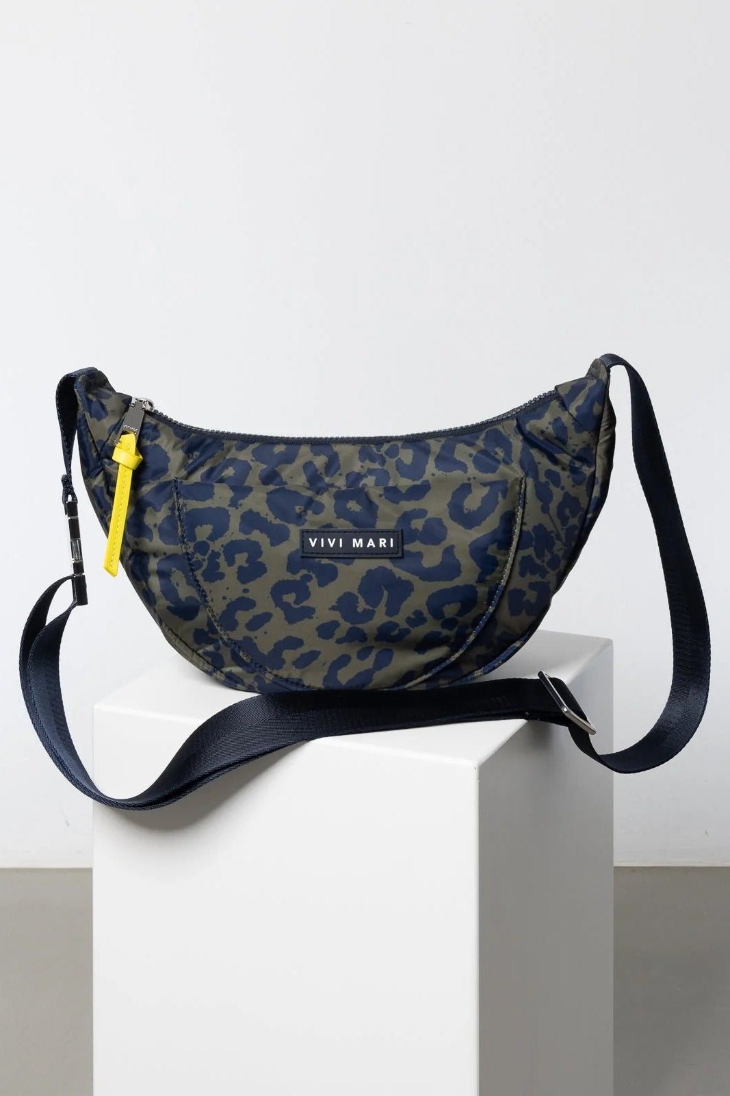 VIVI MARI-Padded Hip Bag Medium-Leo Splashes Navy Olive-BACKYARD