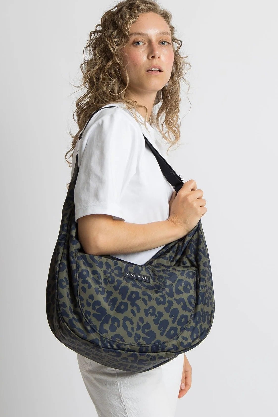 VIVI MARI-Padded Hip Bag Oversized-Leo Splashes Navy Olive-BACKYARD