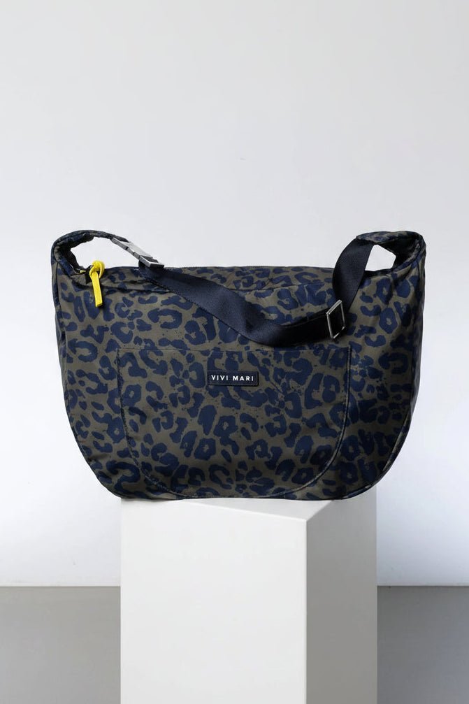 VIVI MARI-Padded Hip Bag Oversized-Leo Splashes Navy Olive-BACKYARD
