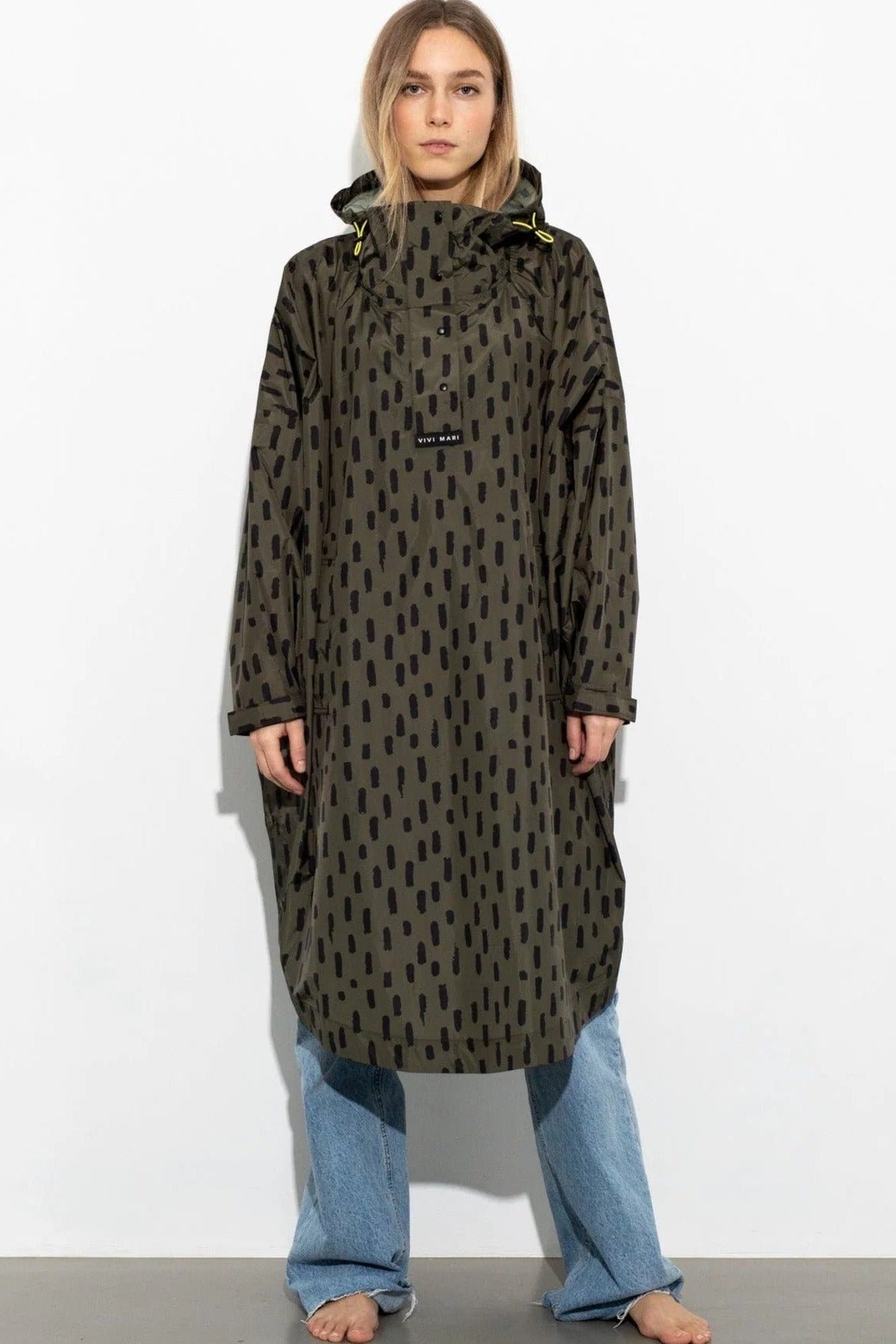 VIVI MARI-Raincoat Drops-Olive Black-BACKYARD