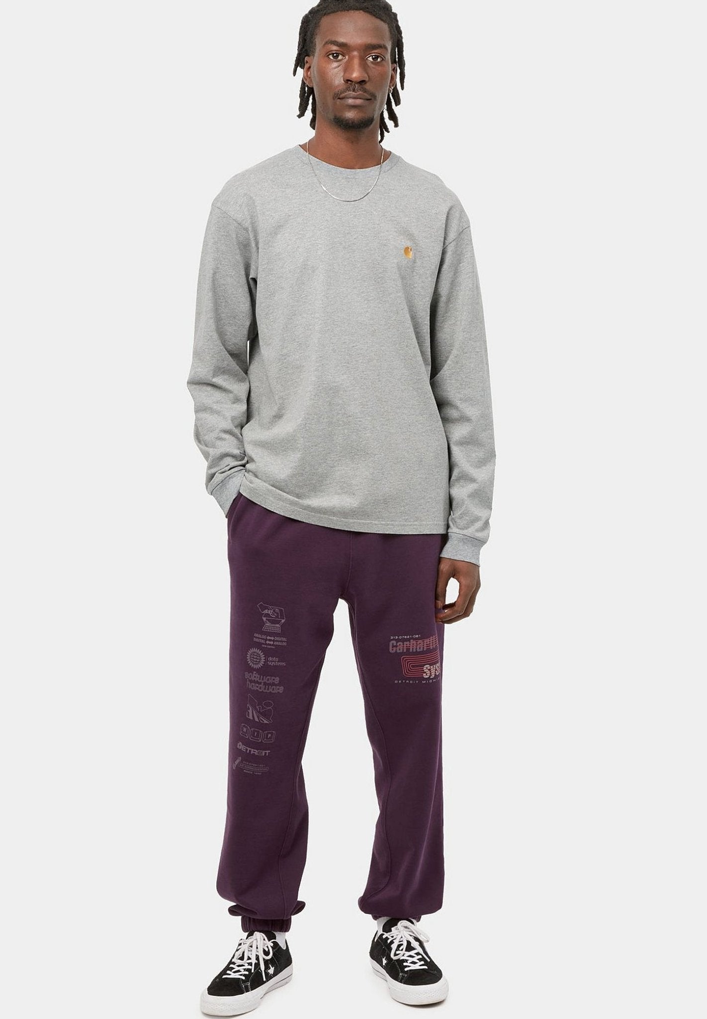 CARHARTT WIP - L/S Chase T-Shirt - Grey Heather Gold - BACKYARD