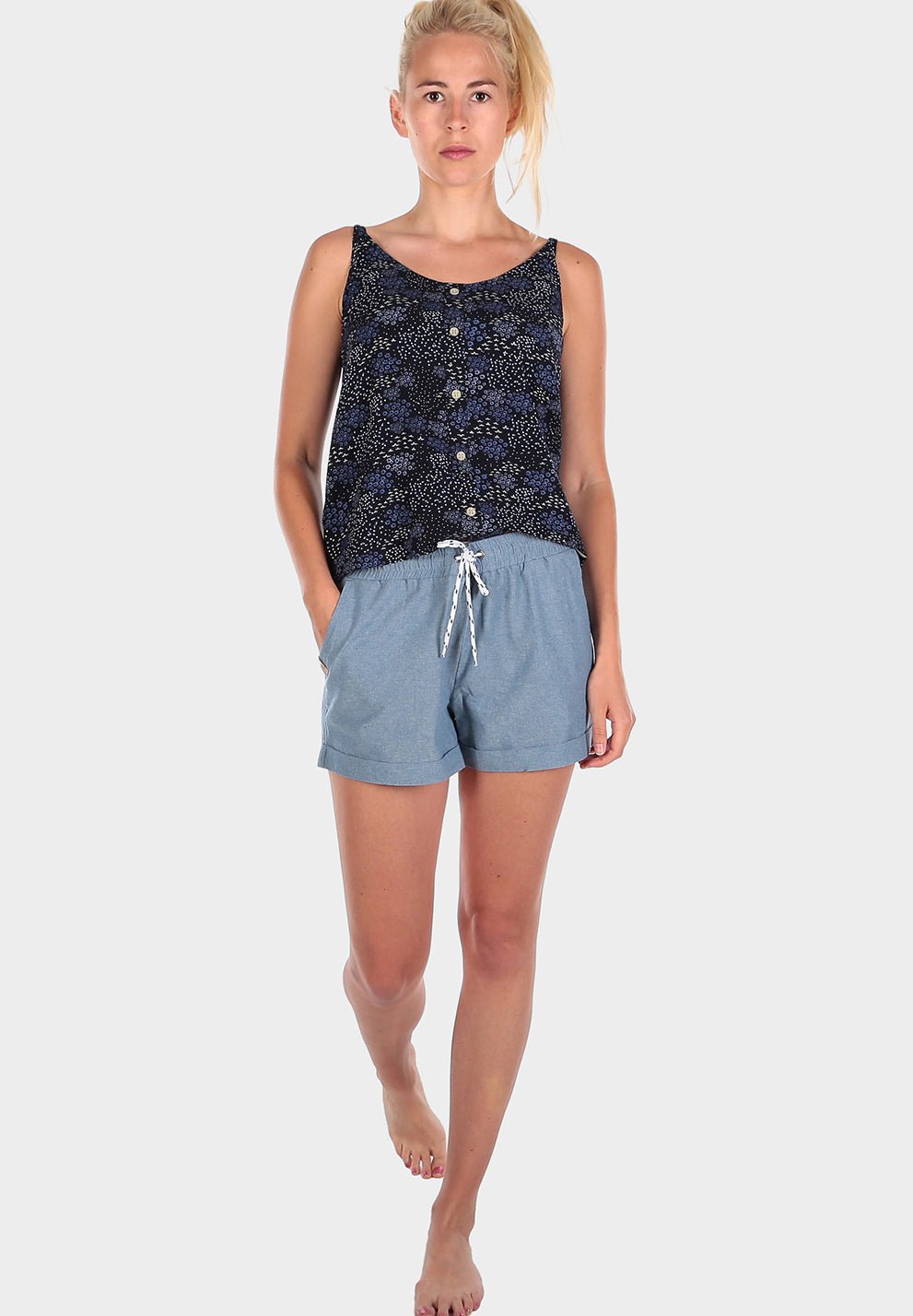 IRIEDAILY - Chambray Girl Short - Blue Melange - BACKYARD
