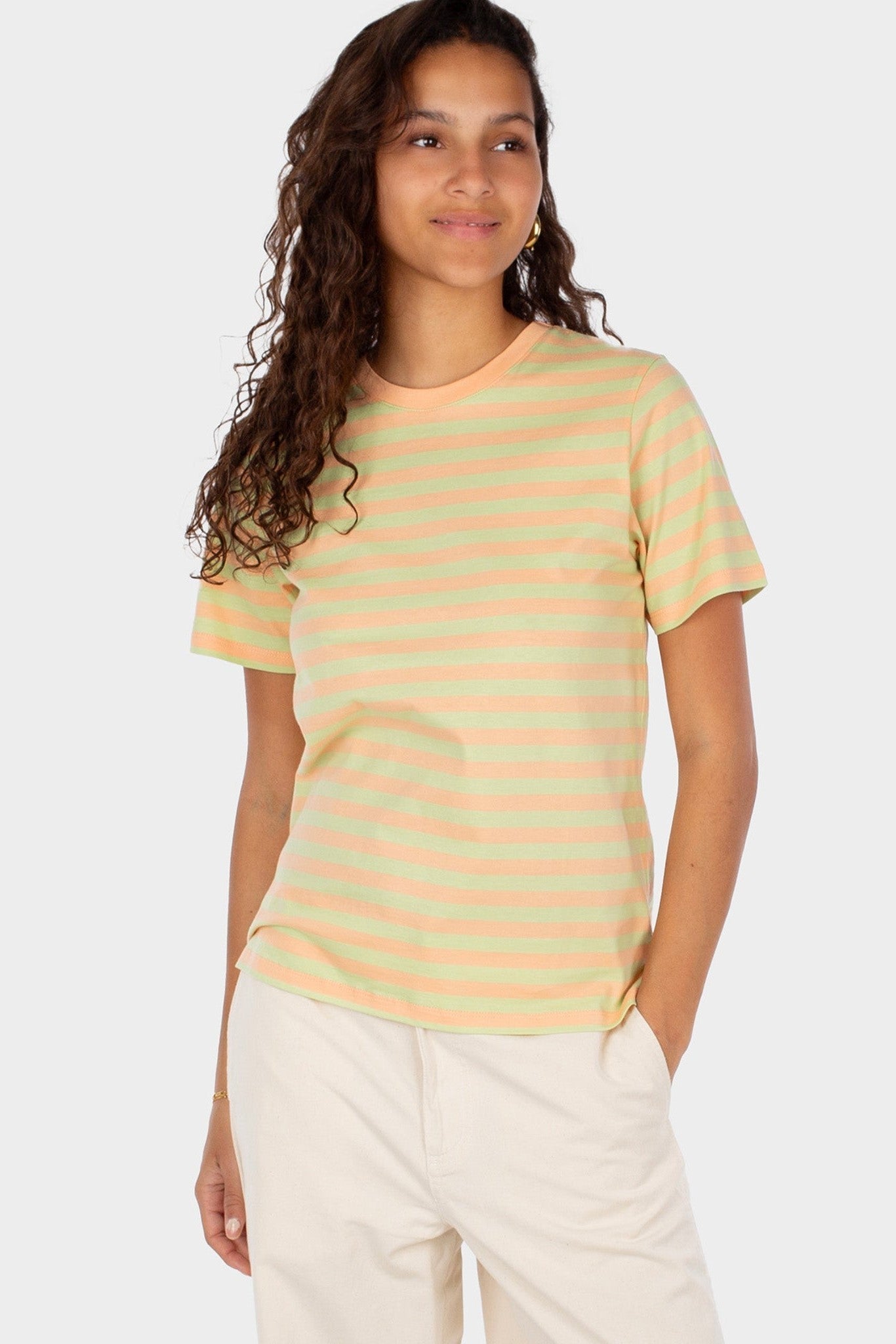 IRIEDAILY - Stripe Basic Tee - Cream Peach - BACKYARD