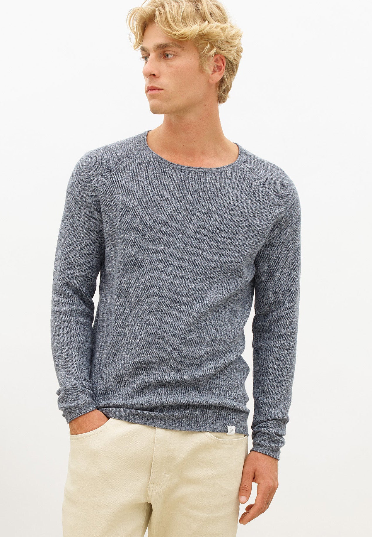 NOWADAYS - Honeycomb Crew Neck - Middle Blue - BACKYARD