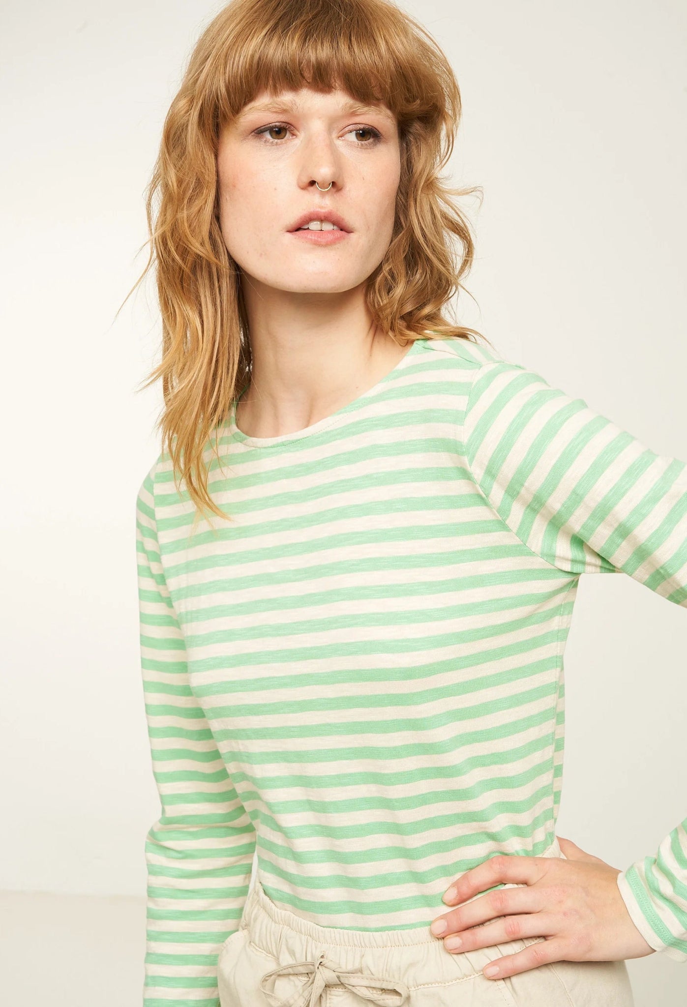 RECOLUTION - Iris Stripes - Sage Green - BACKYARD