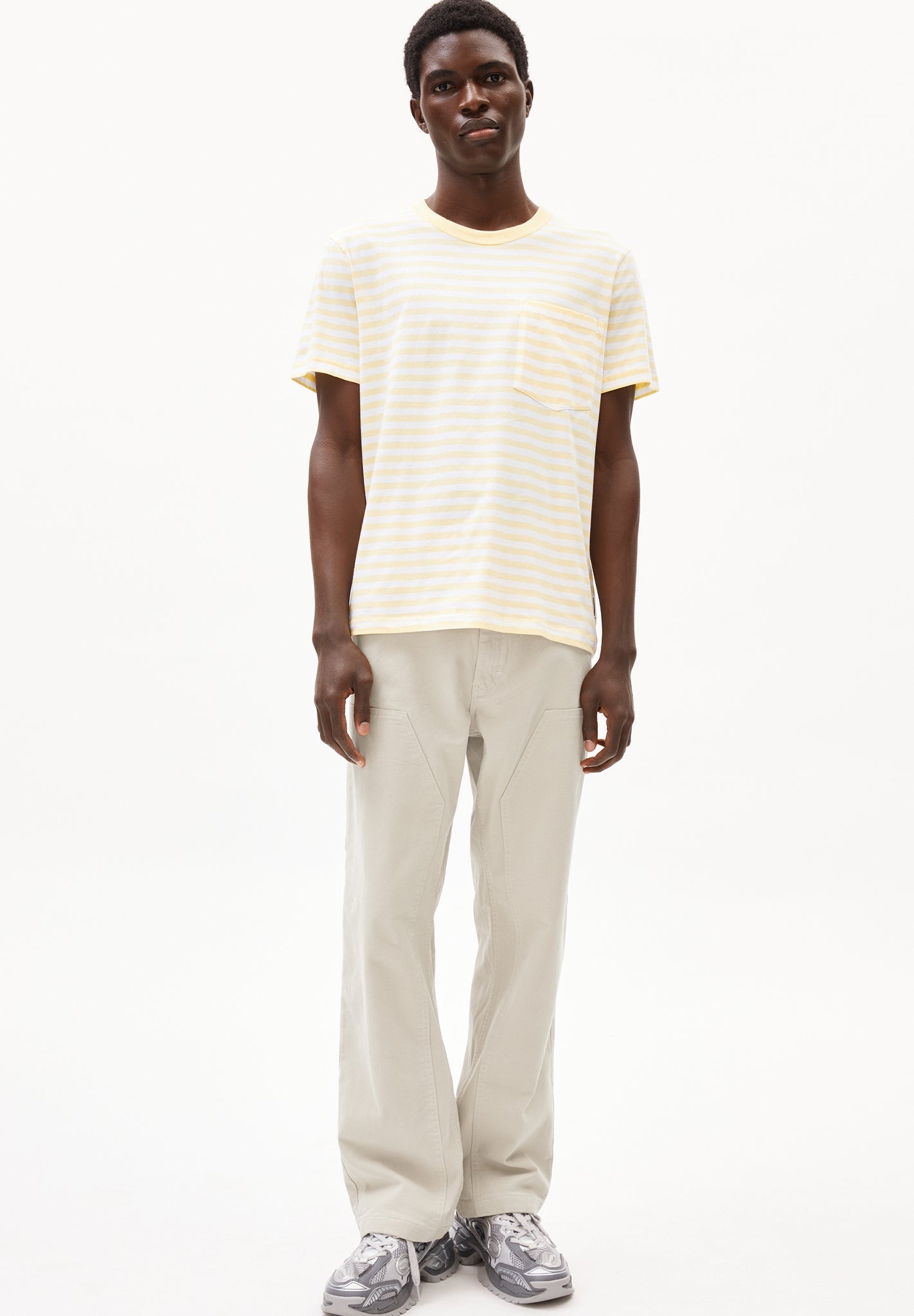 ARMEDANGELS - Maarkos Pocket Stripes - Early Yellow Broken White - BACKYARD