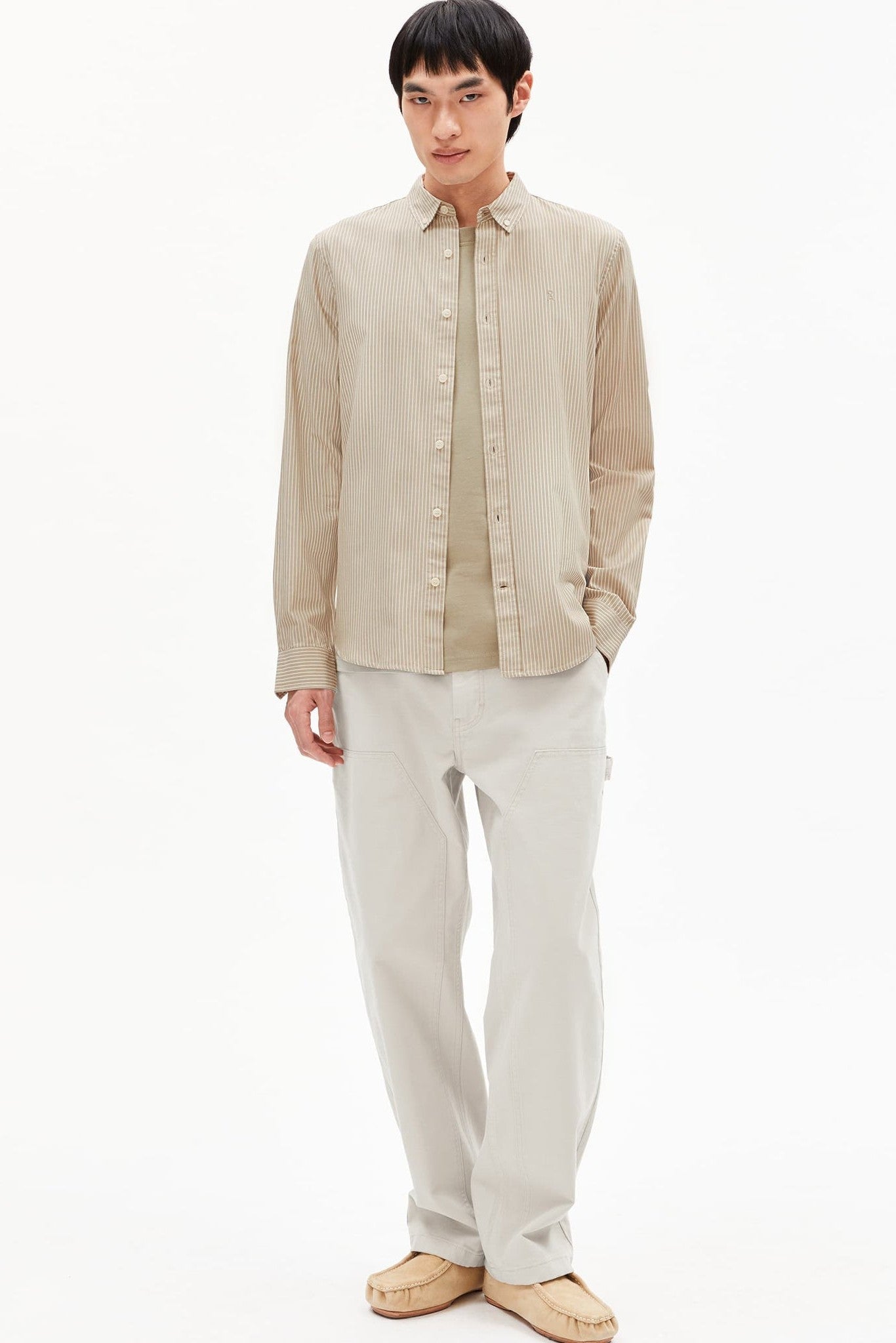 ARMEDANGELS - Quaasa Stripes - Light Sage Oatmilk - BACKYARD