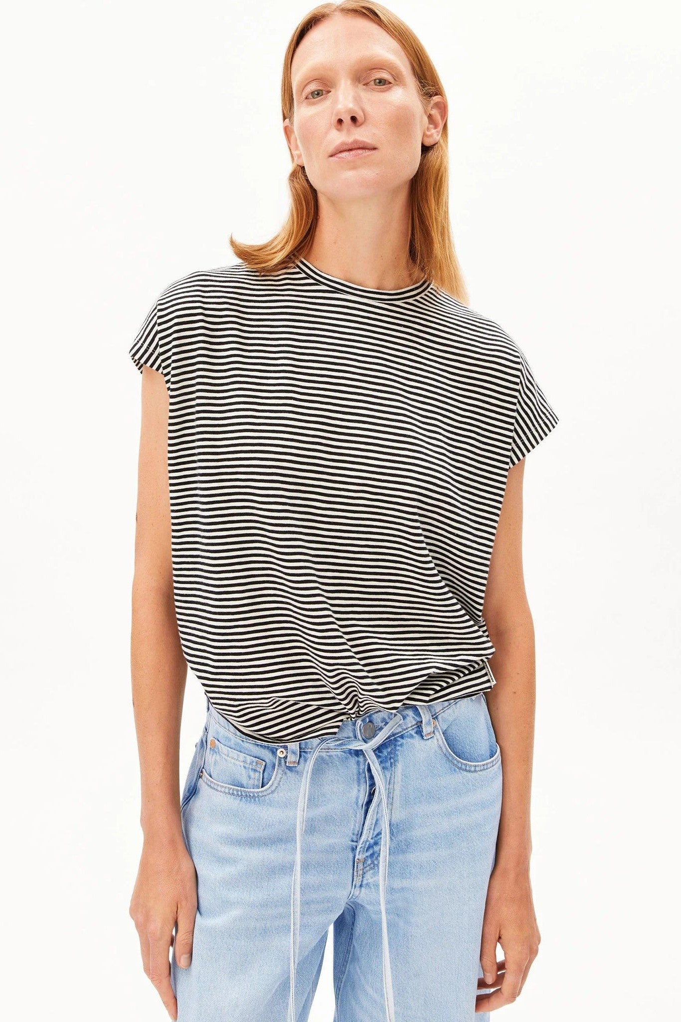 ARMEDANGELS - Slub Jersey Stripe - Black Oatmilk - BACKYARD