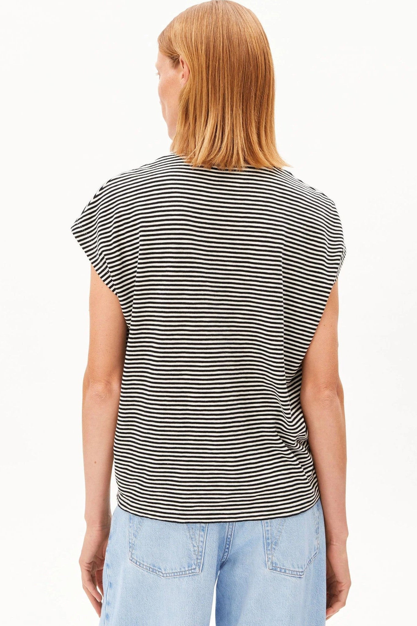 ARMEDANGELS - Slub Jersey Stripe - Black Oatmilk - BACKYARD