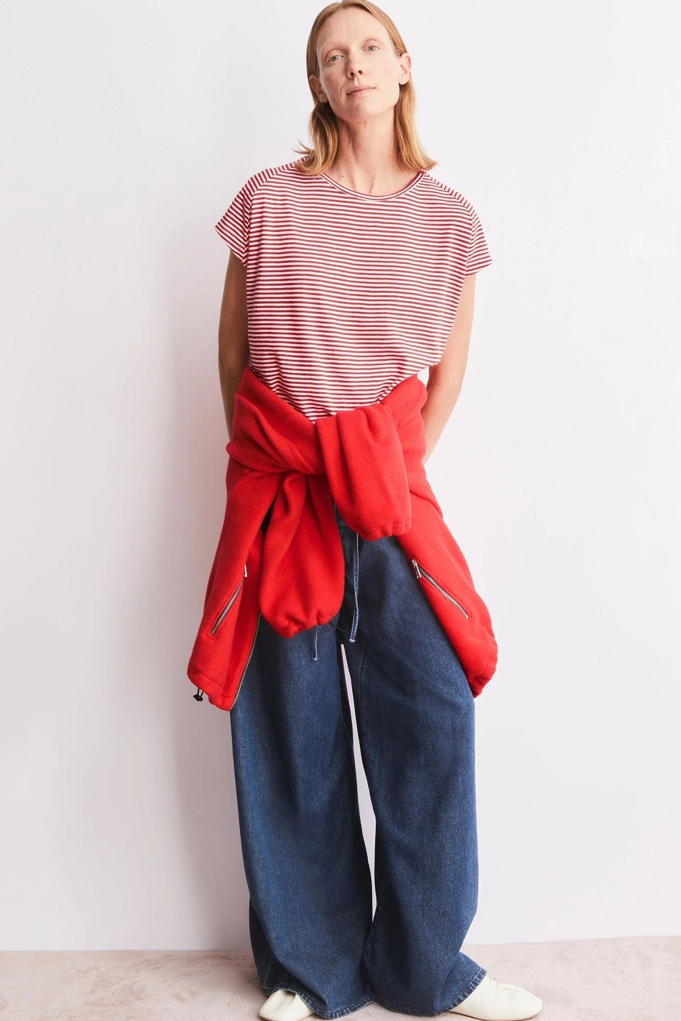 ARMEDANGELS - Slub Jersey Stripe - Pink Mist Mars Red - BACKYARD