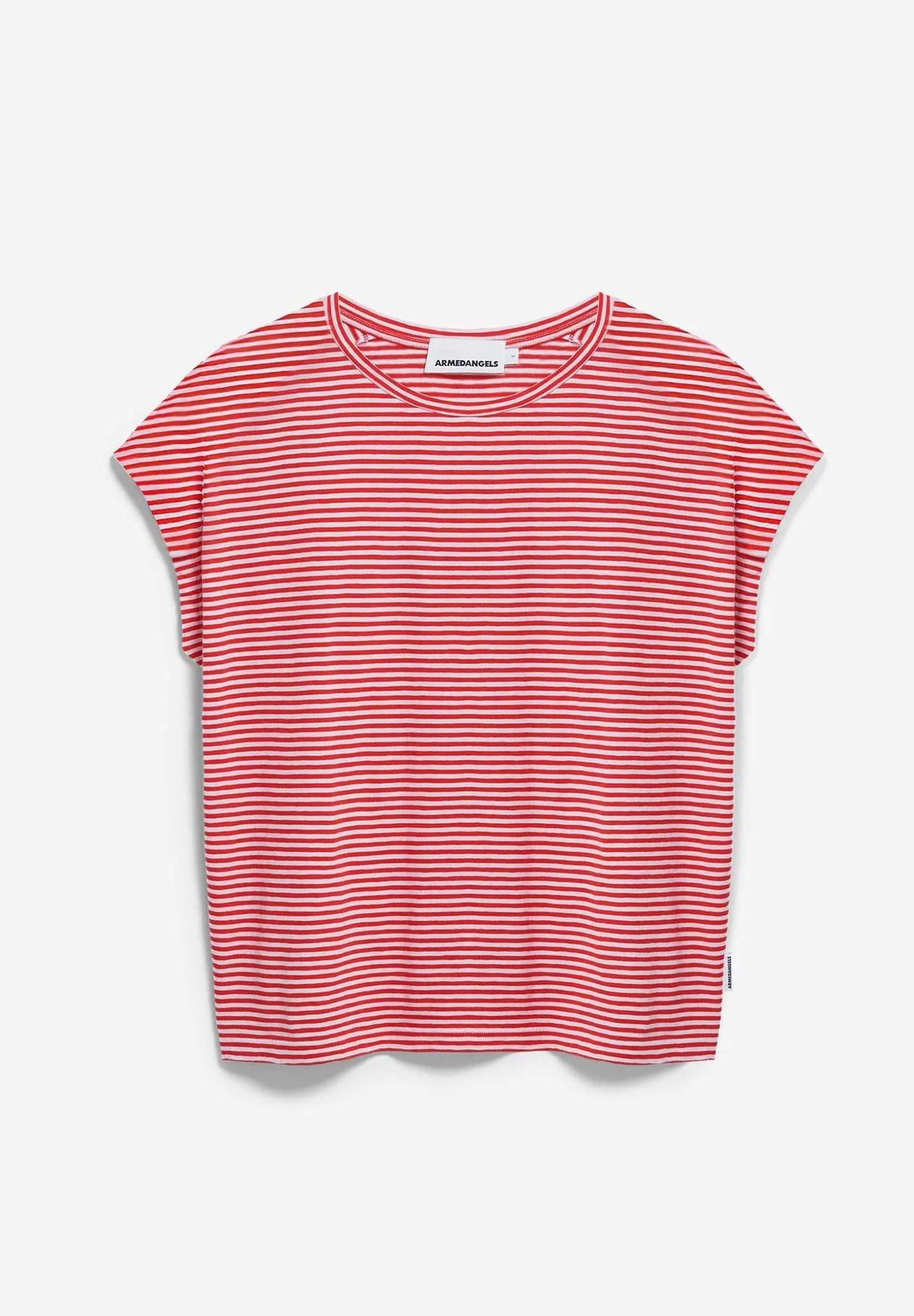 ARMEDANGELS - Slub Jersey Stripe - Pink Mist Mars Red - BACKYARD