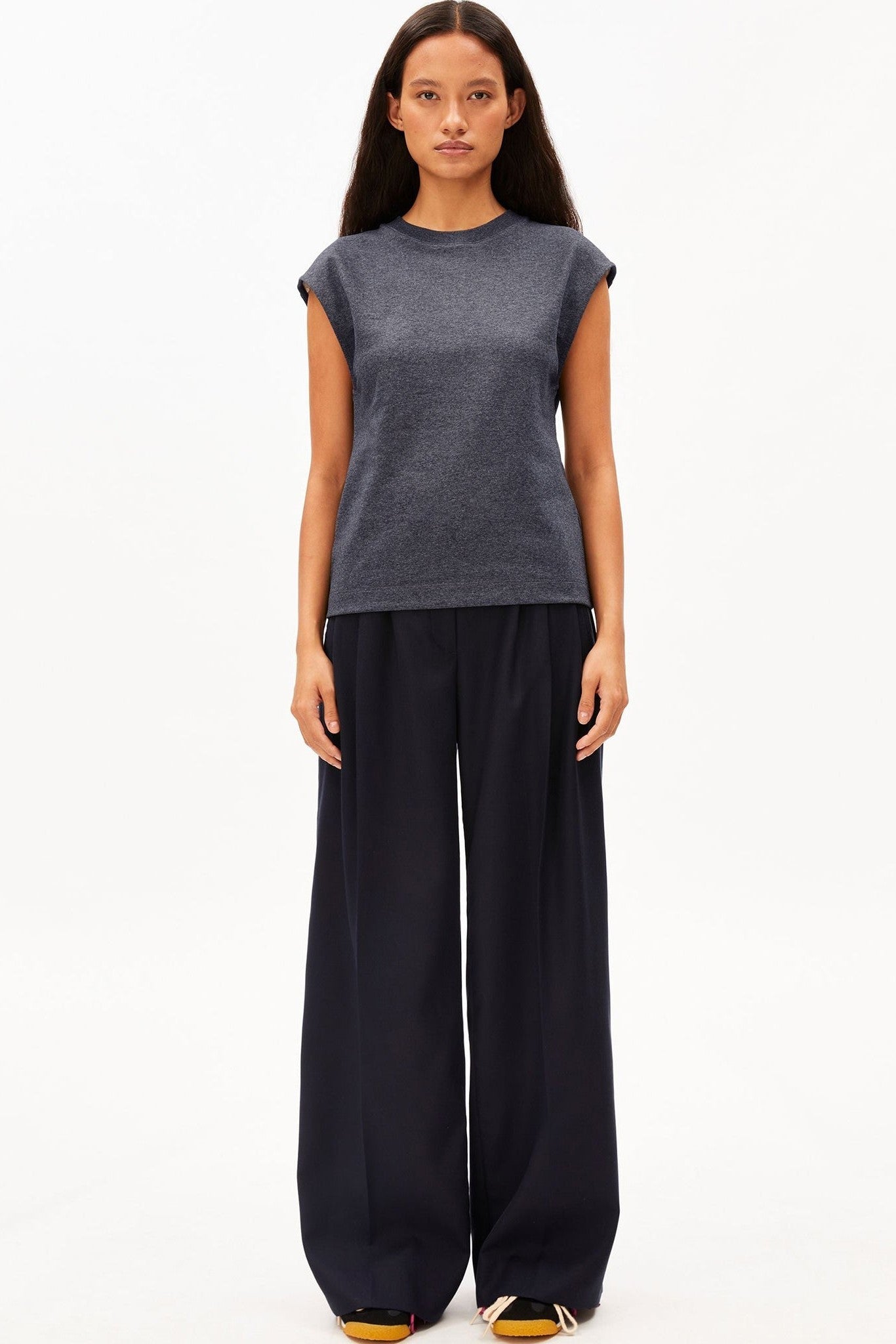 ARMEDANGELS - Un - Wasted Top - Steel Melange Undyed - BACKYARD