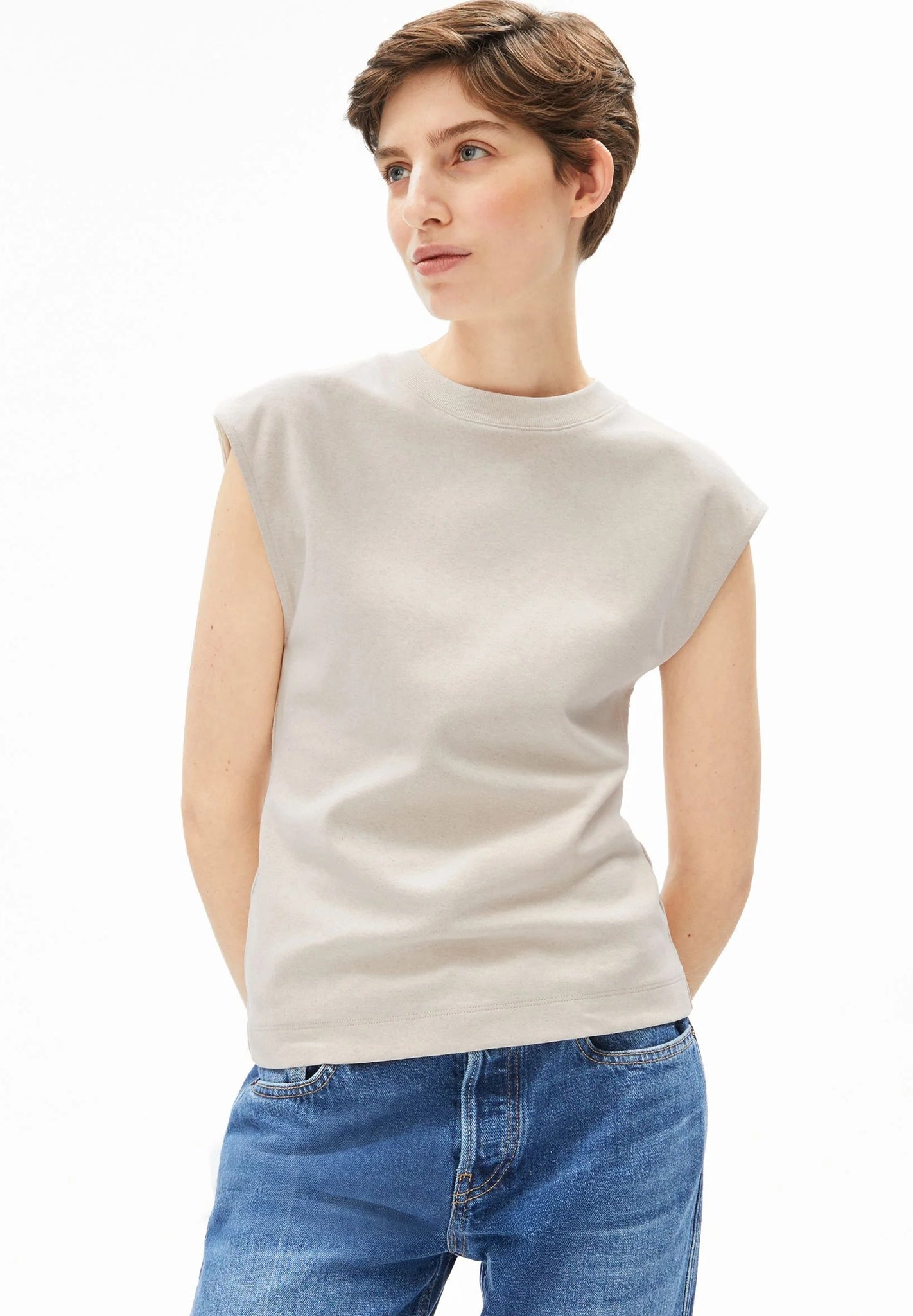 ARMEDANGELS - Un - Wasted Top - Undyed Cinnamon Dust - BACKYARD