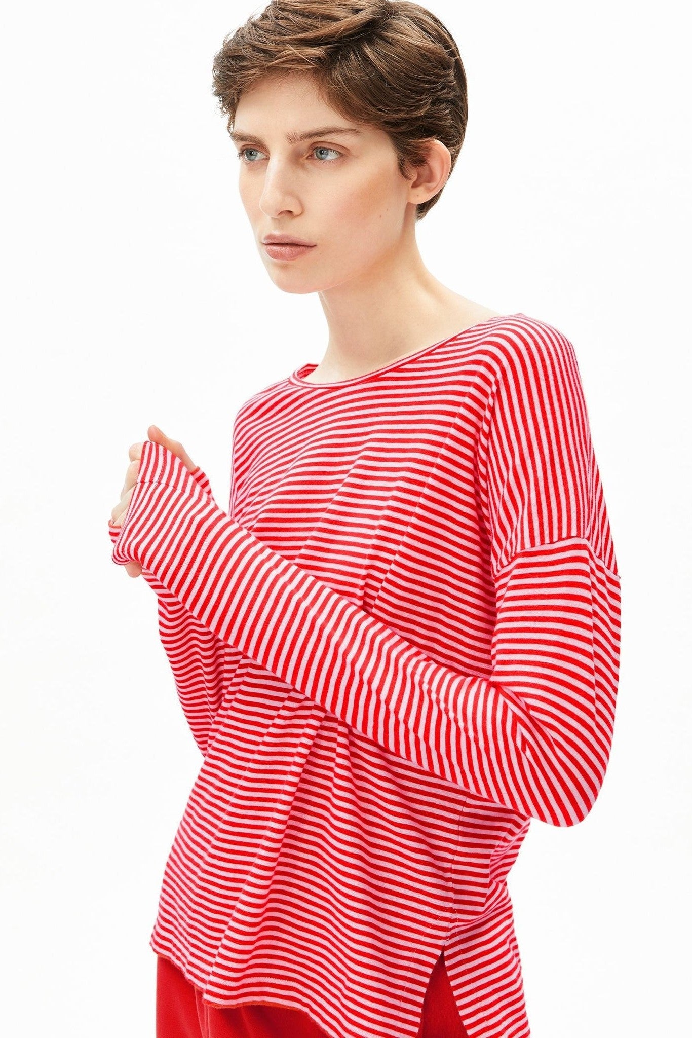 ARMEDANGELS - Xianaa Lovely Stripes - Pink Mist Mars Red - BACKYARD