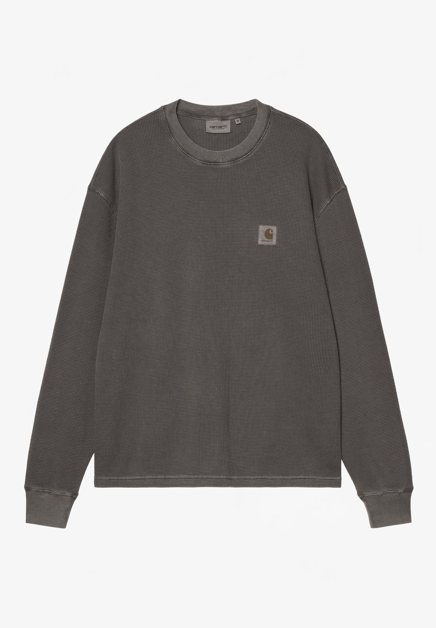 CARHARTT WIP - L/S Vista Waffle T-Shirt - Black Garment Dyed - BACKYARD