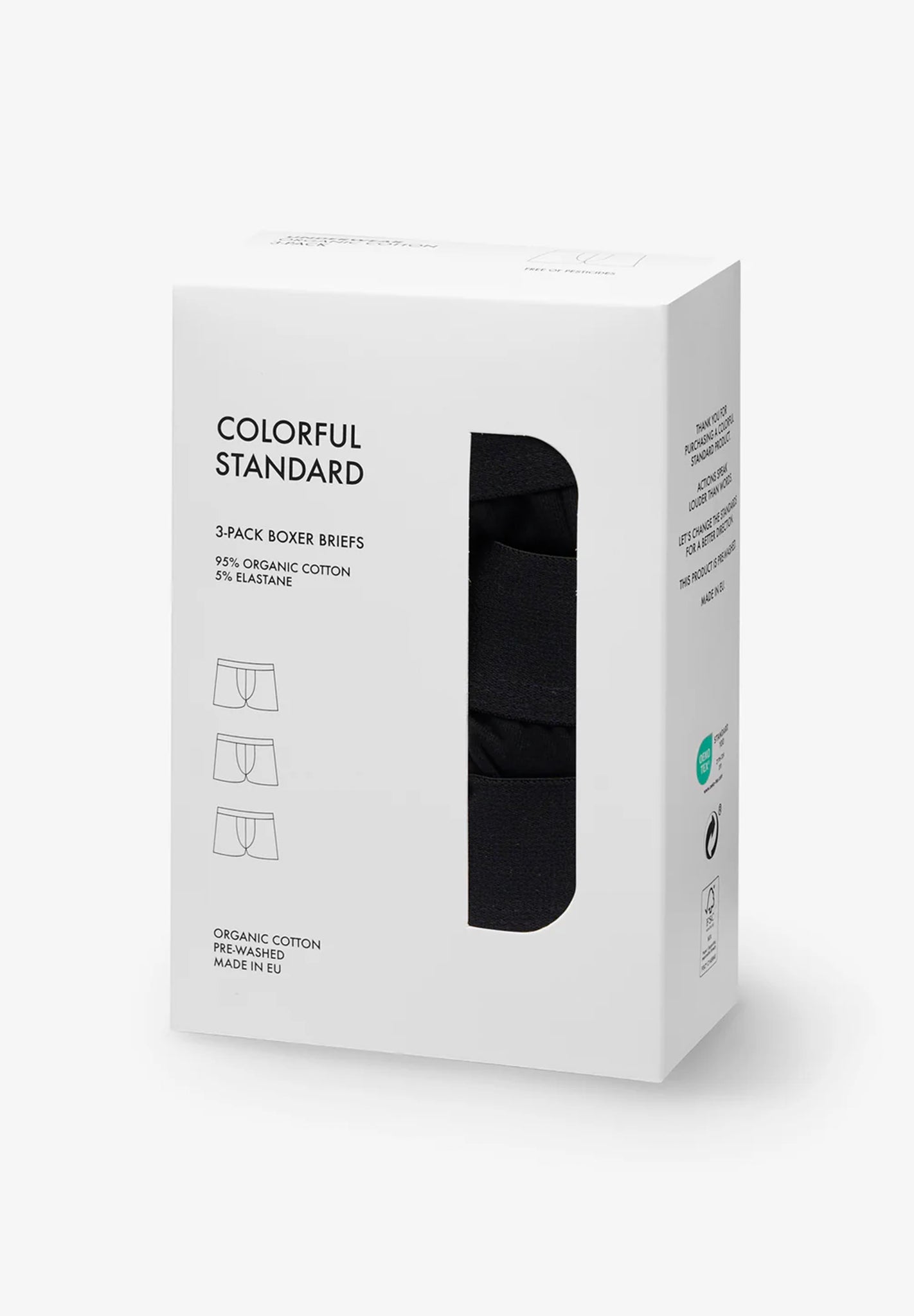 COLORFUL STANDARD - 3 Pack Organic Boxer Briefs - Deep Black - BACKYARD