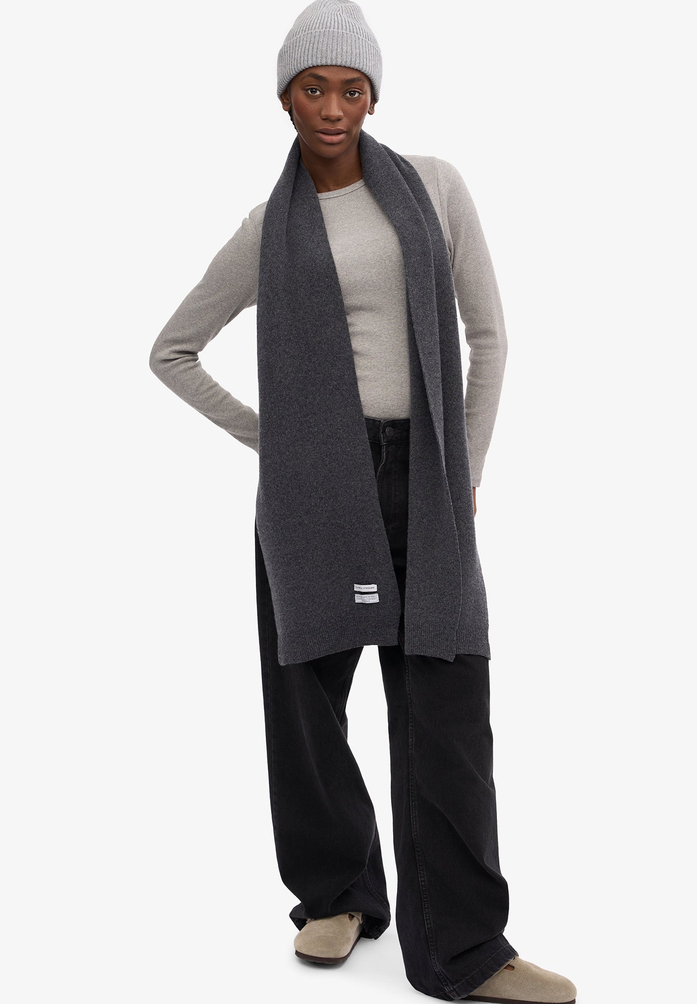 COLORFUL STANDARD - Merino Wool Scarf - Lava Grey - BACKYARD