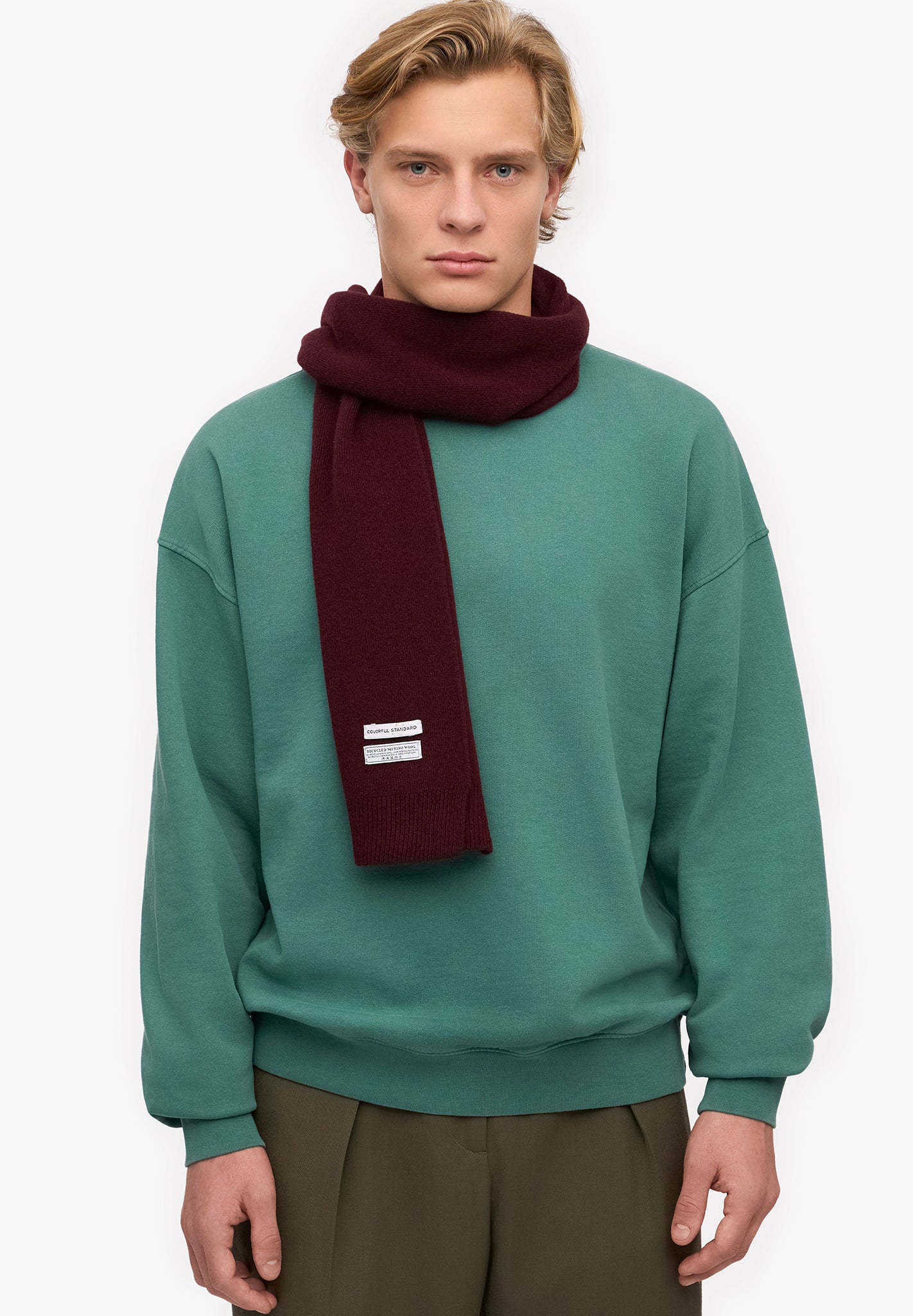 COLORFUL STANDARD - Merino Wool Scarf - Oxblood Red - BACKYARD