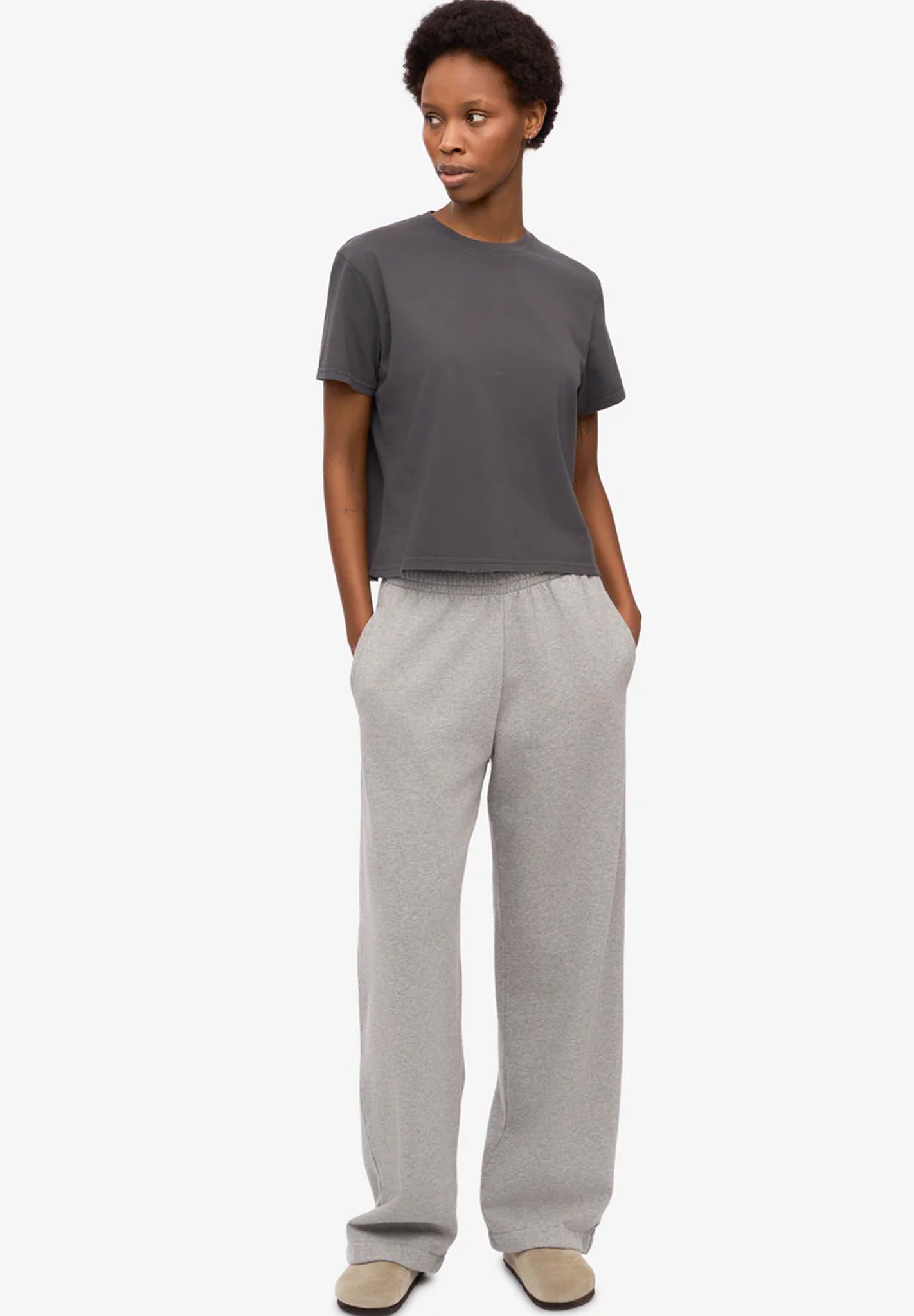 COLORFUL STANDARD - Organic Boxy Crop Tee - Lava Grey - BACKYARD