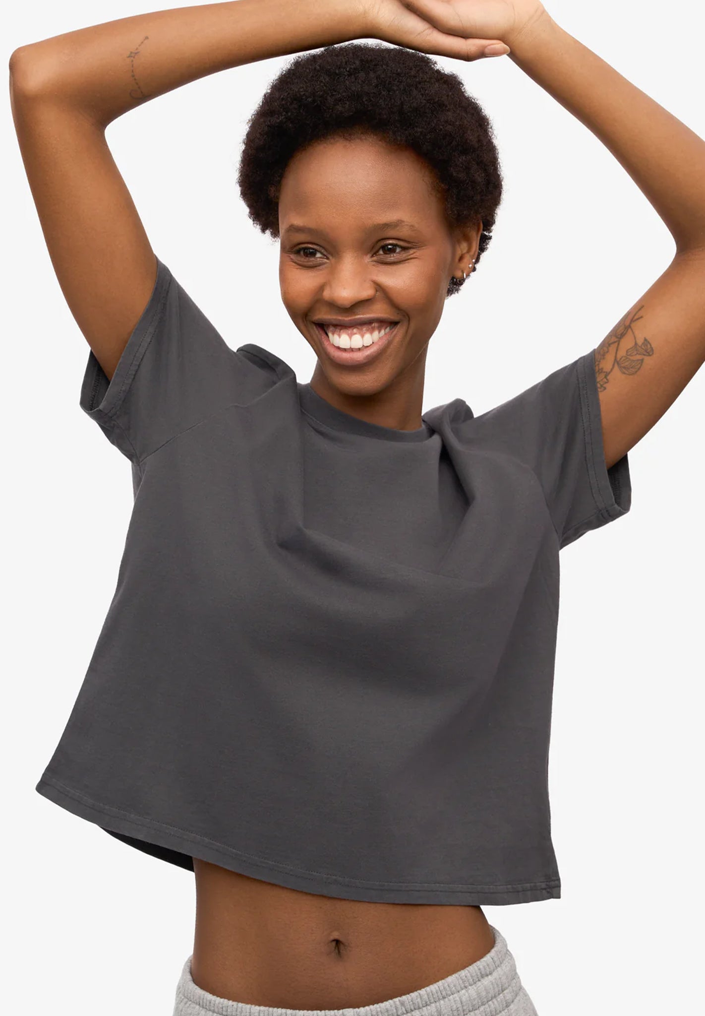 COLORFUL STANDARD - Organic Boxy Crop Tee - Lava Grey - BACKYARD