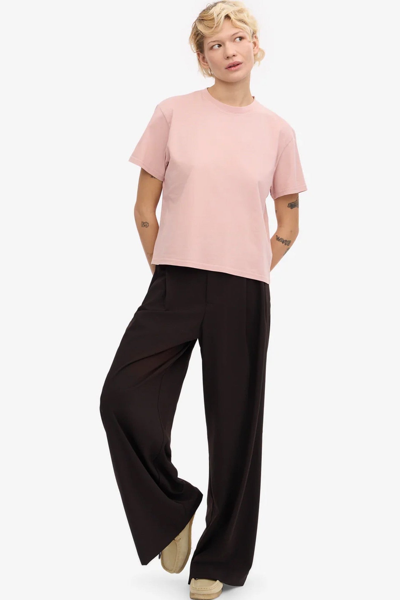 COLORFUL STANDARD - Organic Boxy Crop Tee - Faded Pink - BACKYARD