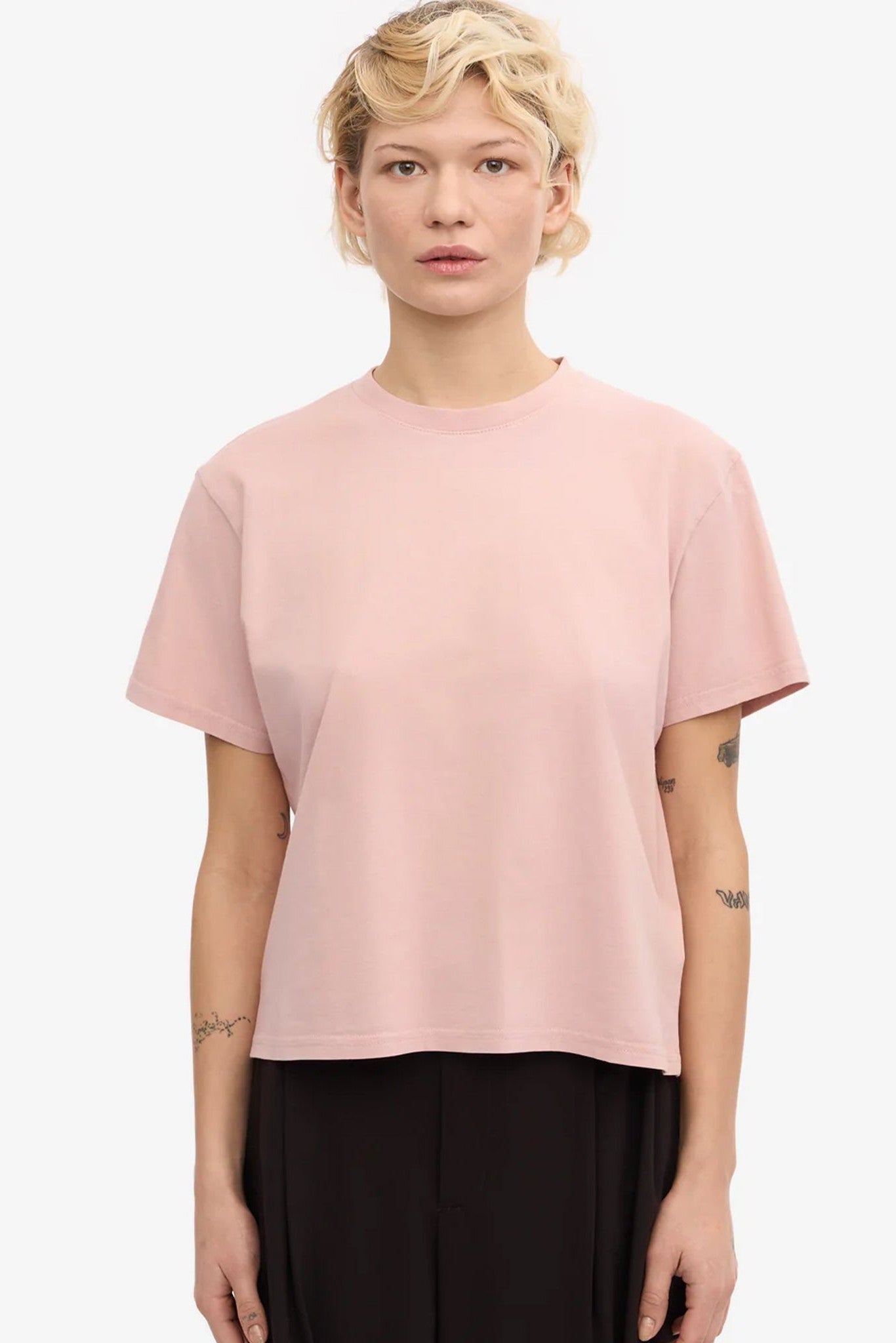 COLORFUL STANDARD - Organic Boxy Crop Tee - Faded Pink - BACKYARD