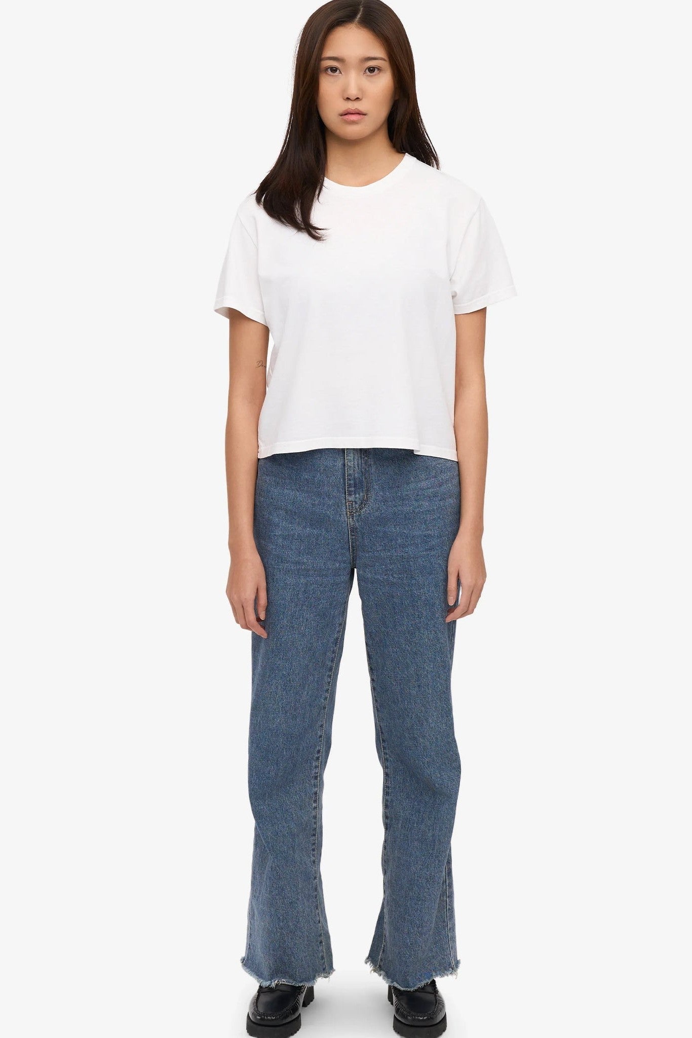 COLORFUL STANDARD - Organic Boxy Crop Tee - Optical White - BACKYARD