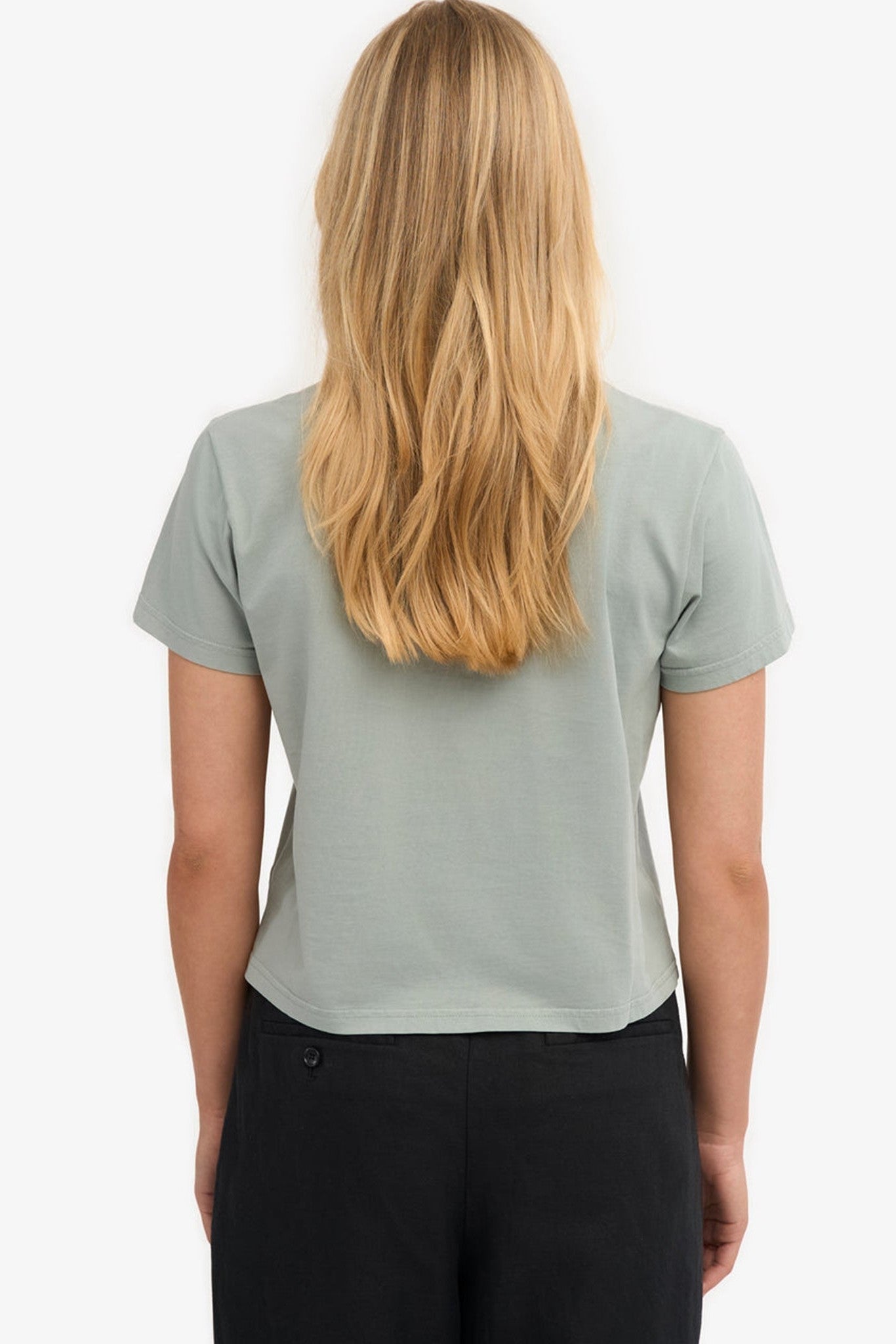 COLORFUL STANDARD - Organic Boxy Crop Tee - Steel Blue - BACKYARD