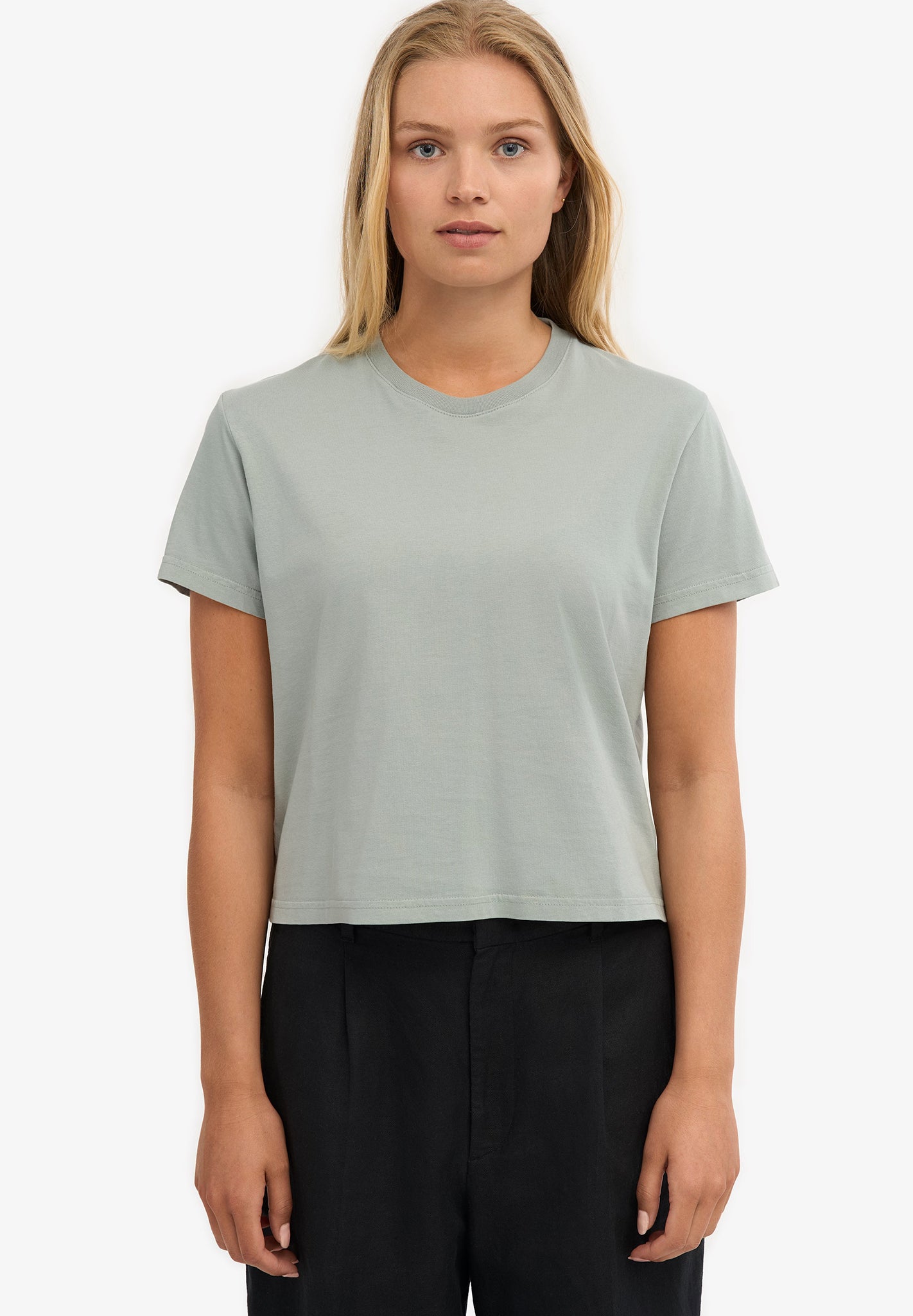 COLORFUL STANDARD - Organic Boxy Crop Tee - Steel Blue - BACKYARD