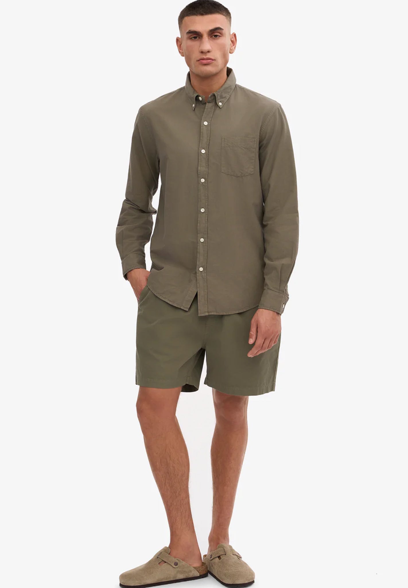 COLORFUL STANDARD - Organic Button Down Shirt - Dusty Olive - BACKYARD