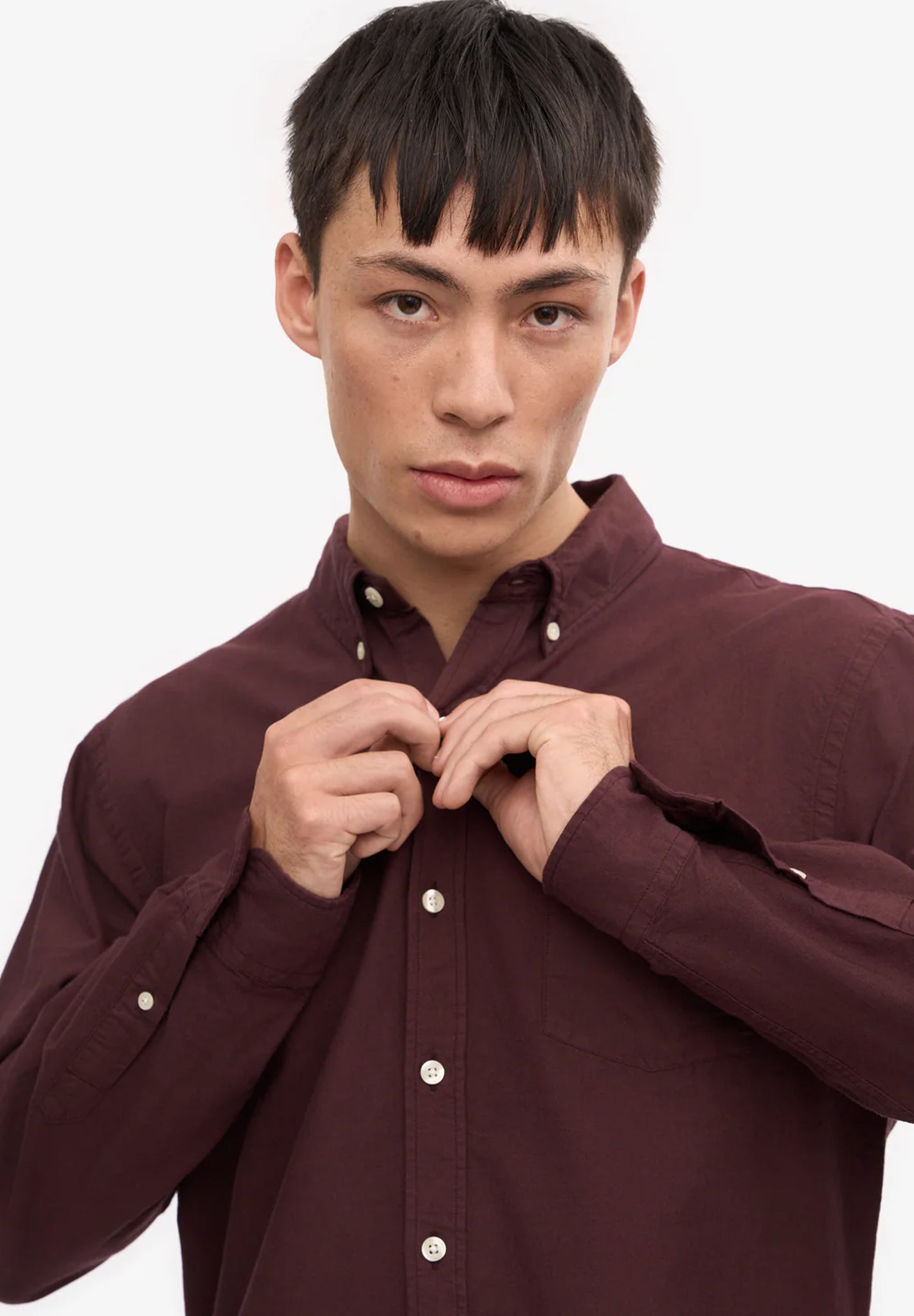 COLORFUL STANDARD - Organic Button Down Shirt - Oxblood Red - BACKYARD