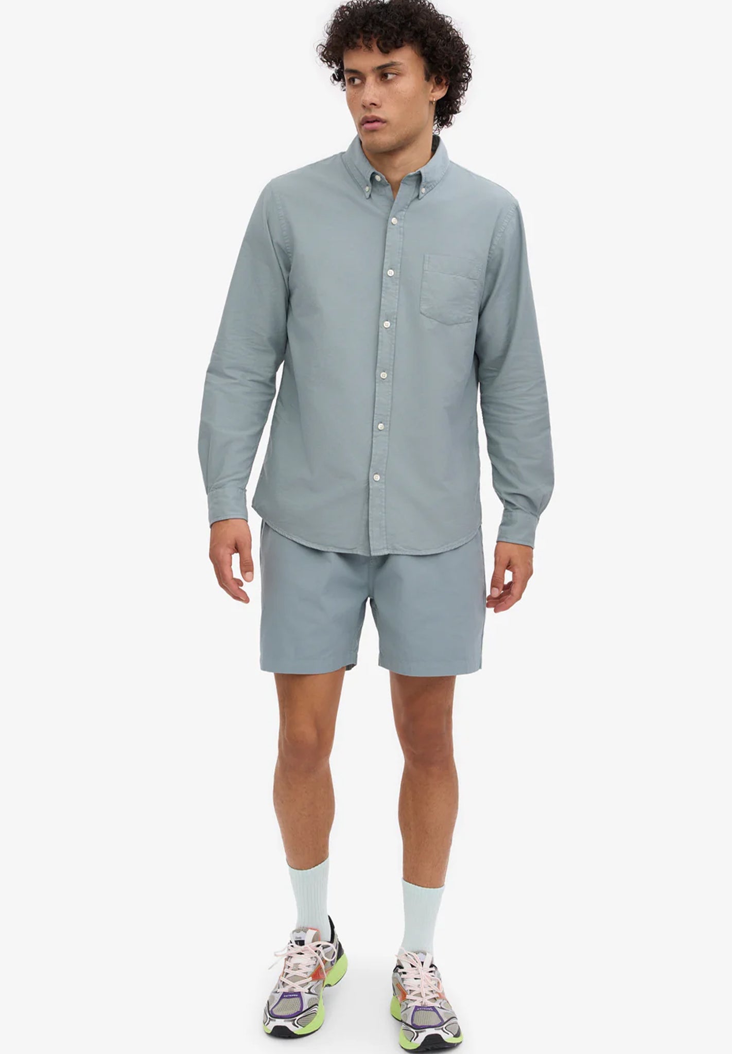 COLORFUL STANDARD - Organic Button Down Shirt - Steel Blue - BACKYARD