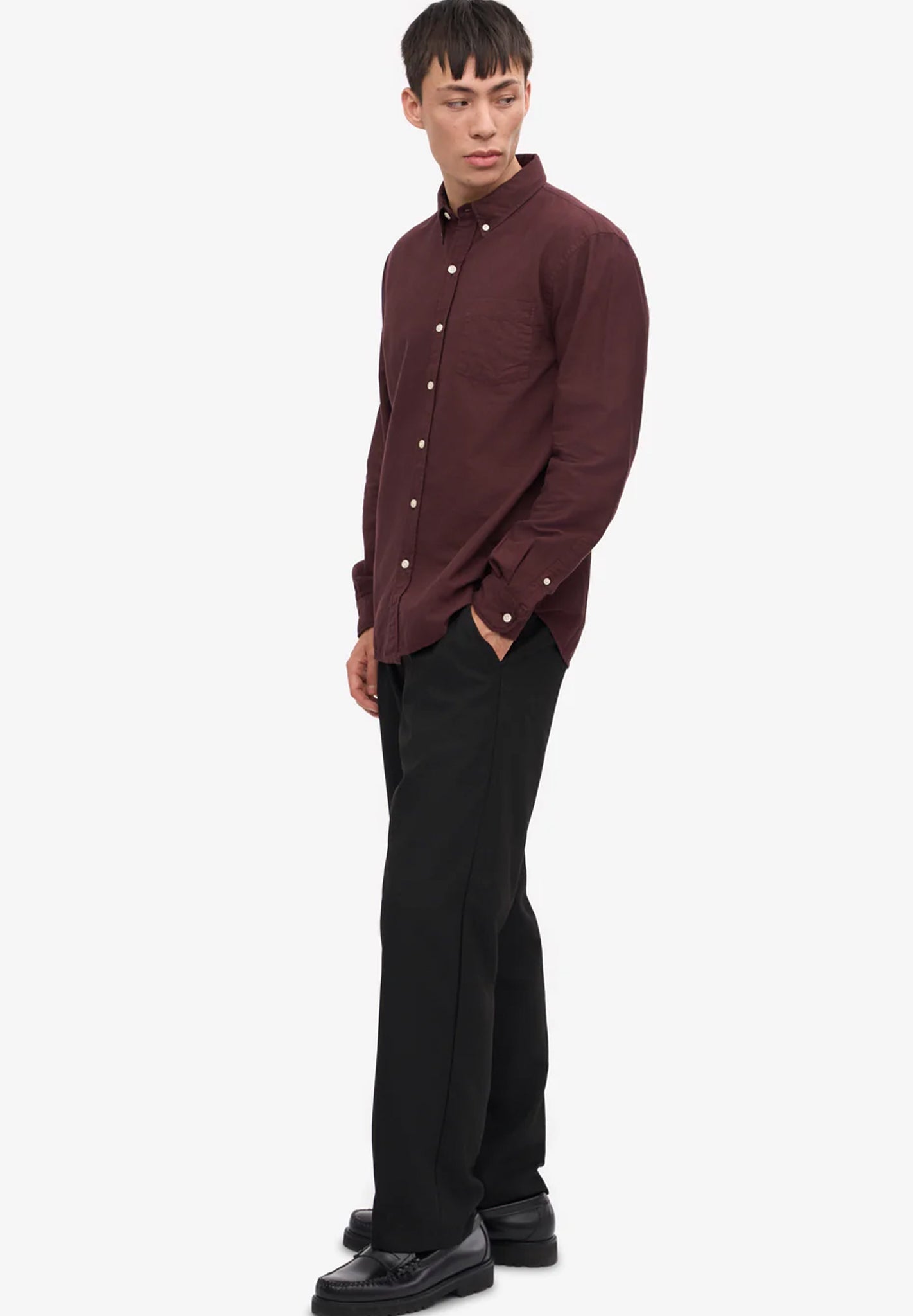 COLORFUL STANDARD - Organic Button Down Shirt - Oxblood Red - BACKYARD
