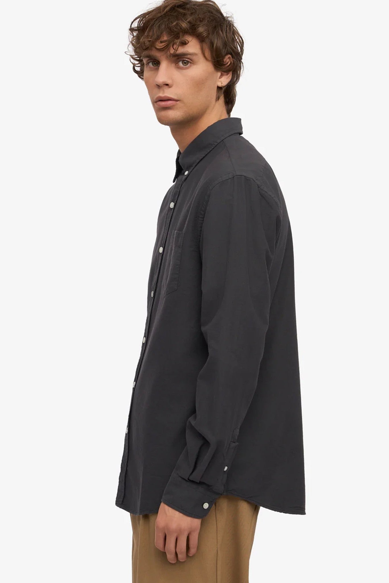 COLORFUL STANDARD - Organic Button Down Shirt - Lava Grey - BACKYARD