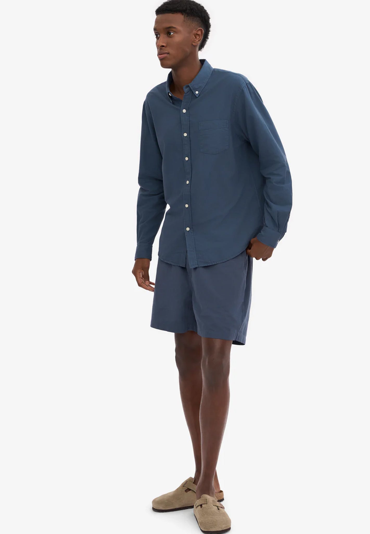 COLORFUL STANDARD - Organic Button Down Shirt - Petrol Blue - BACKYARD