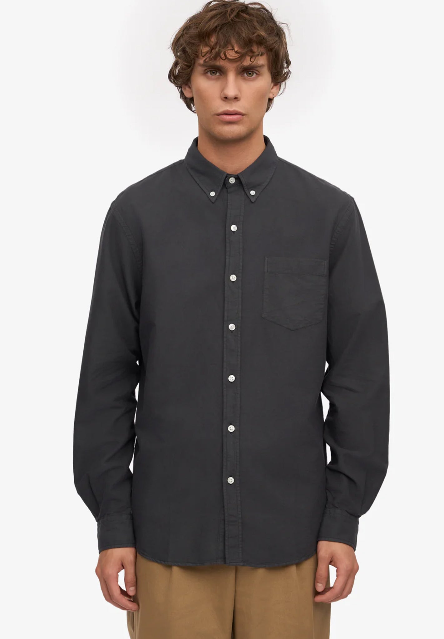 COLORFUL STANDARD - Organic Button Down Shirt - Lava Grey - BACKYARD